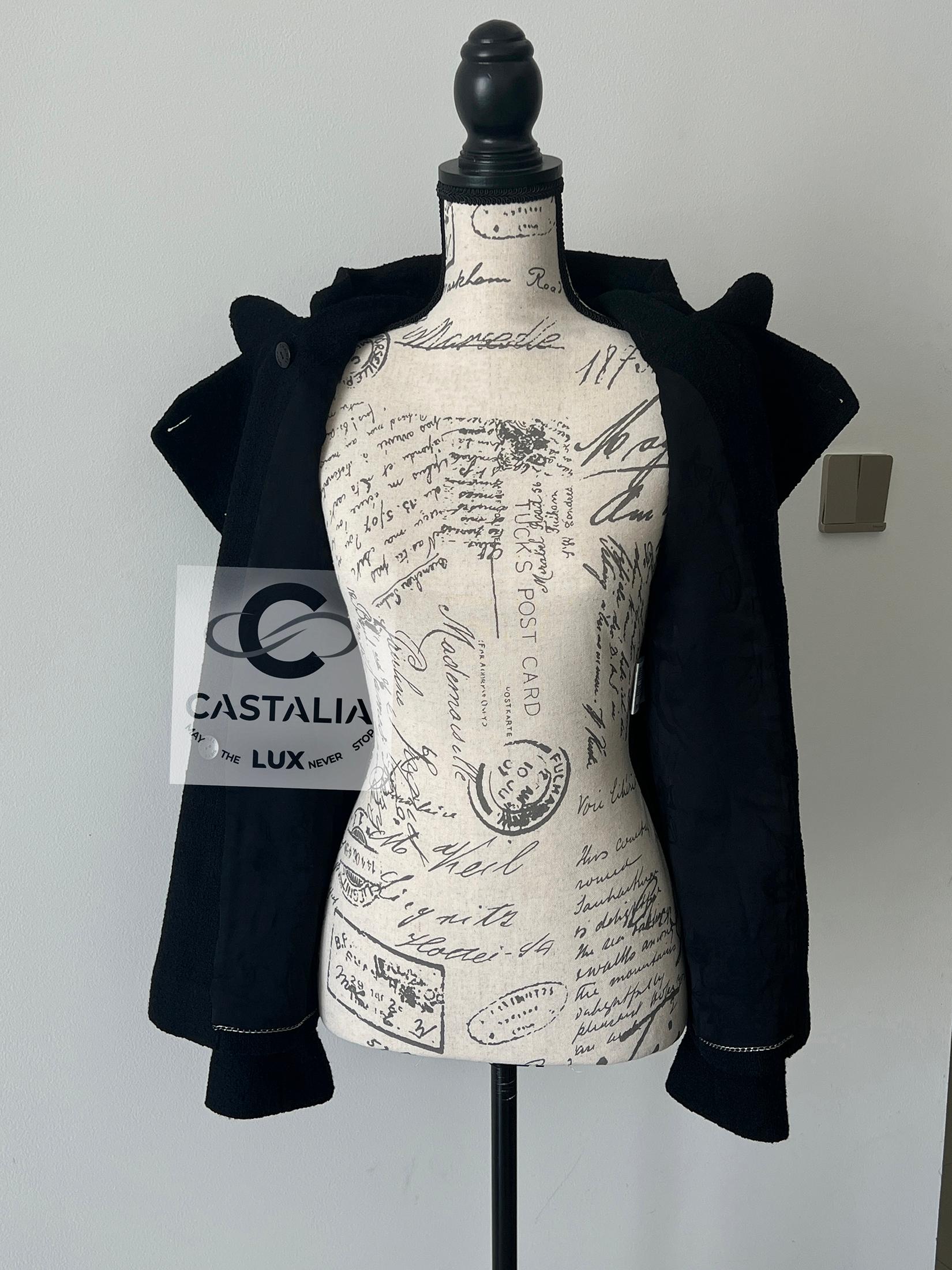 Chanel 13K$ Lady Gaga Style Statement Black Tweed Jacket 40 FR For Sale 11