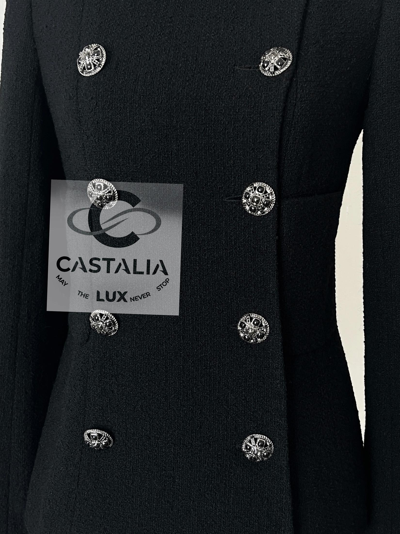 Chanel 13K$ Lady Gaga Style Statement Black Tweed Jacket 40 FR For Sale 1
