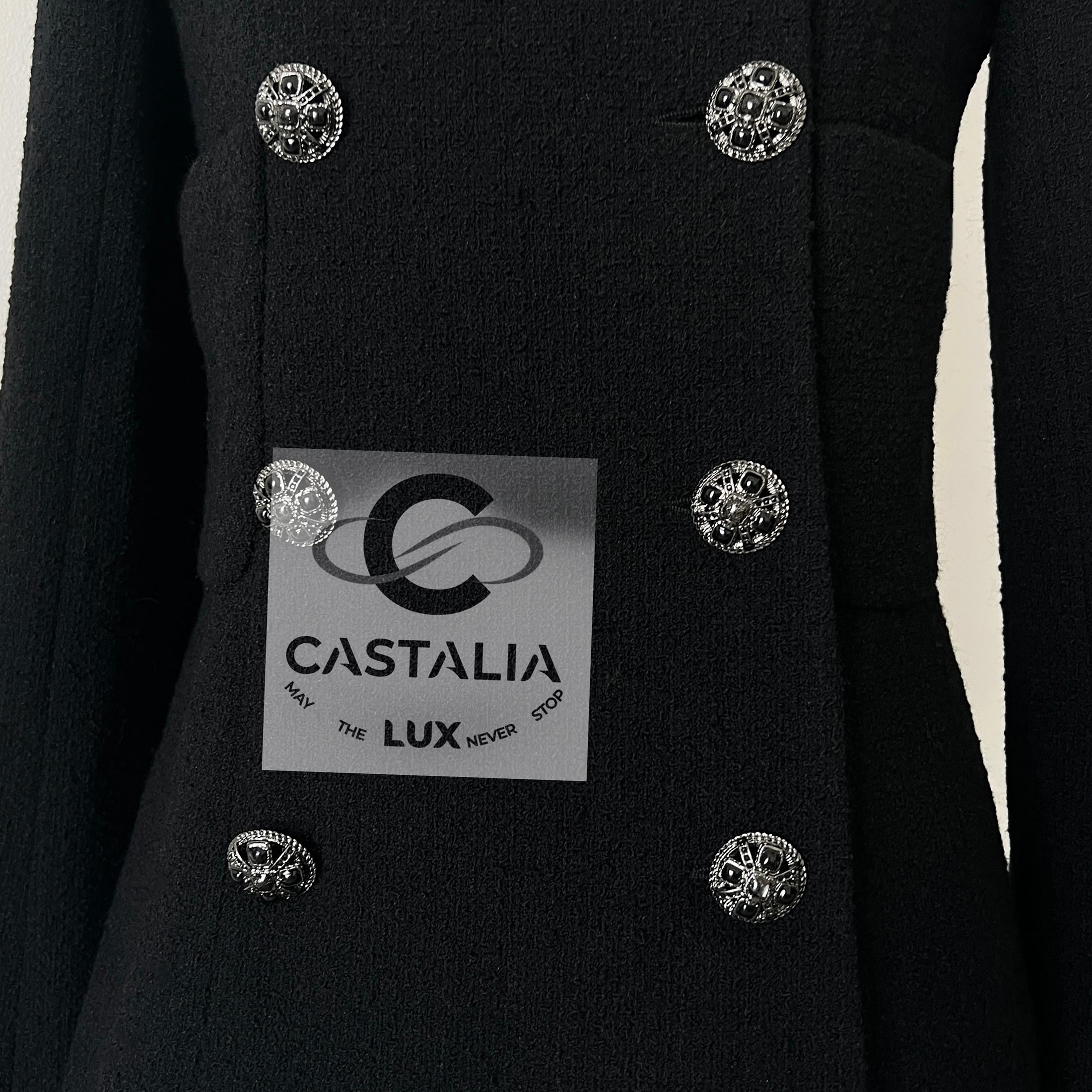 Chanel 13K$ Lady Gaga Style Statement Black Tweed Jacket 40 FR For Sale 2