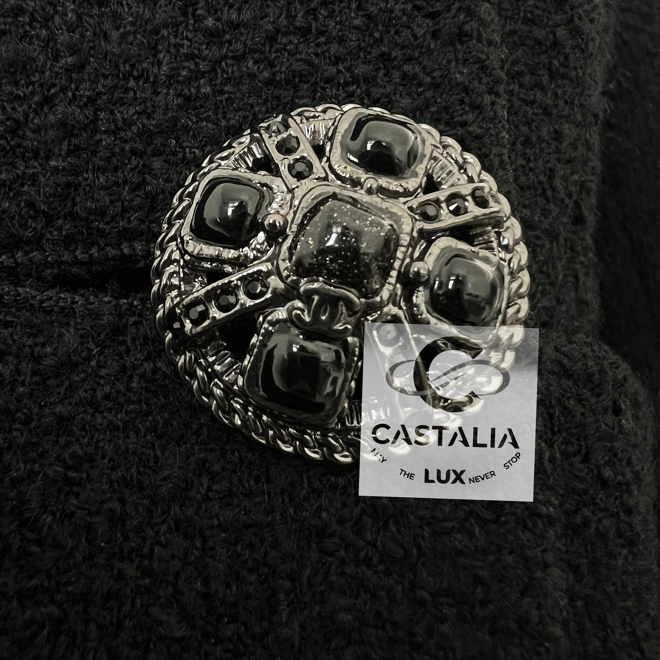 Chanel 13K$ Lady Gaga Style Statement Black Tweed Jacket 40 FR For Sale 4