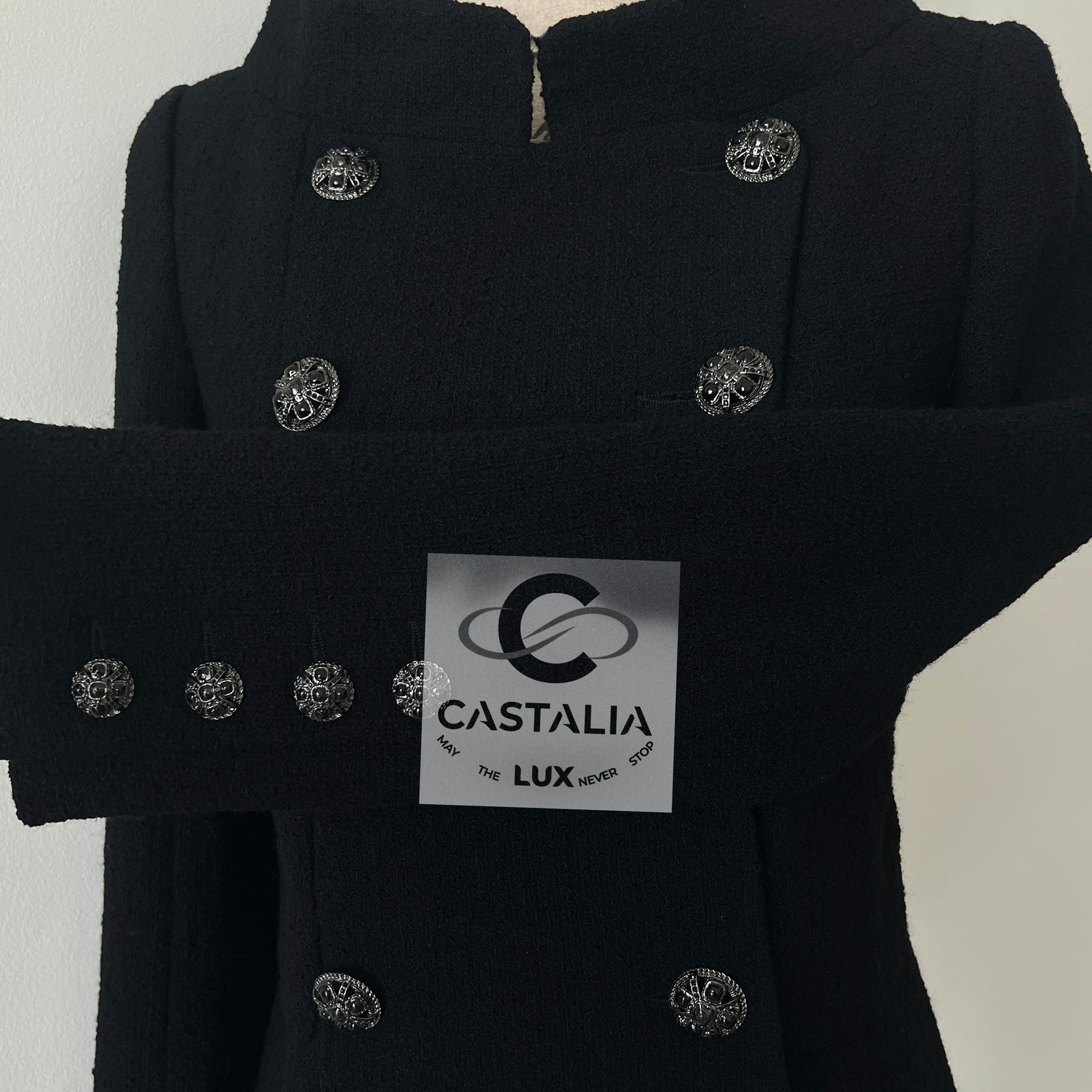 Chanel 13K$ Lady Gaga Style Statement Black Tweed Jacket 40 FR For Sale 5