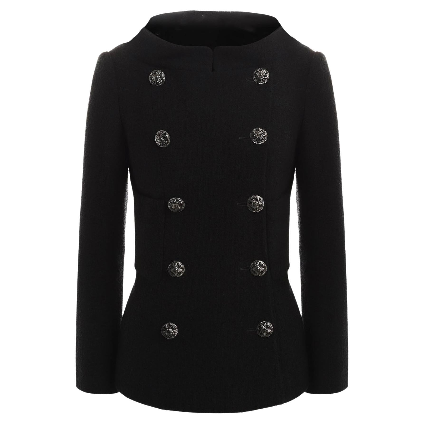 Chanel 13K$ Lady Gaga Style Statement Black Tweed Jacket 40 FR For Sale