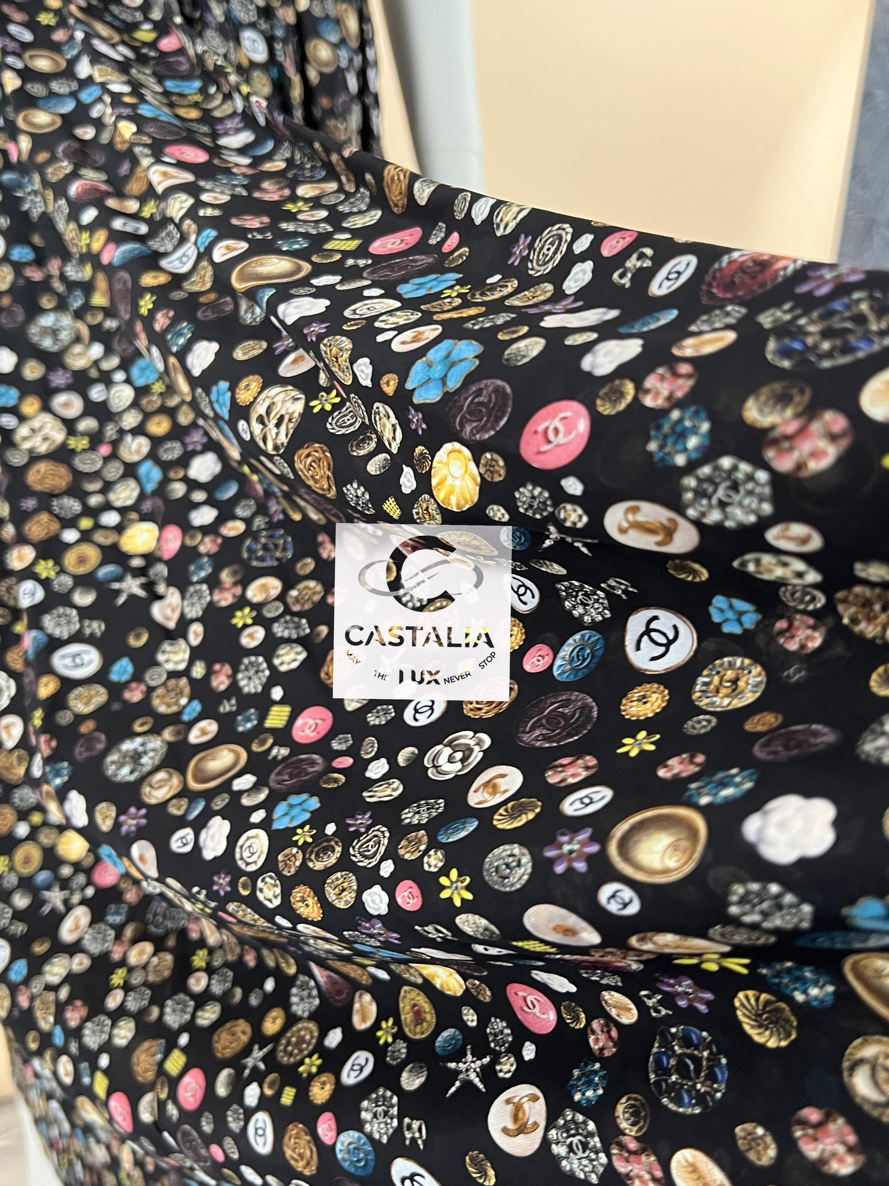 Chanel 13K$ Maxi Silk CC Logo Dress 34 FR 6