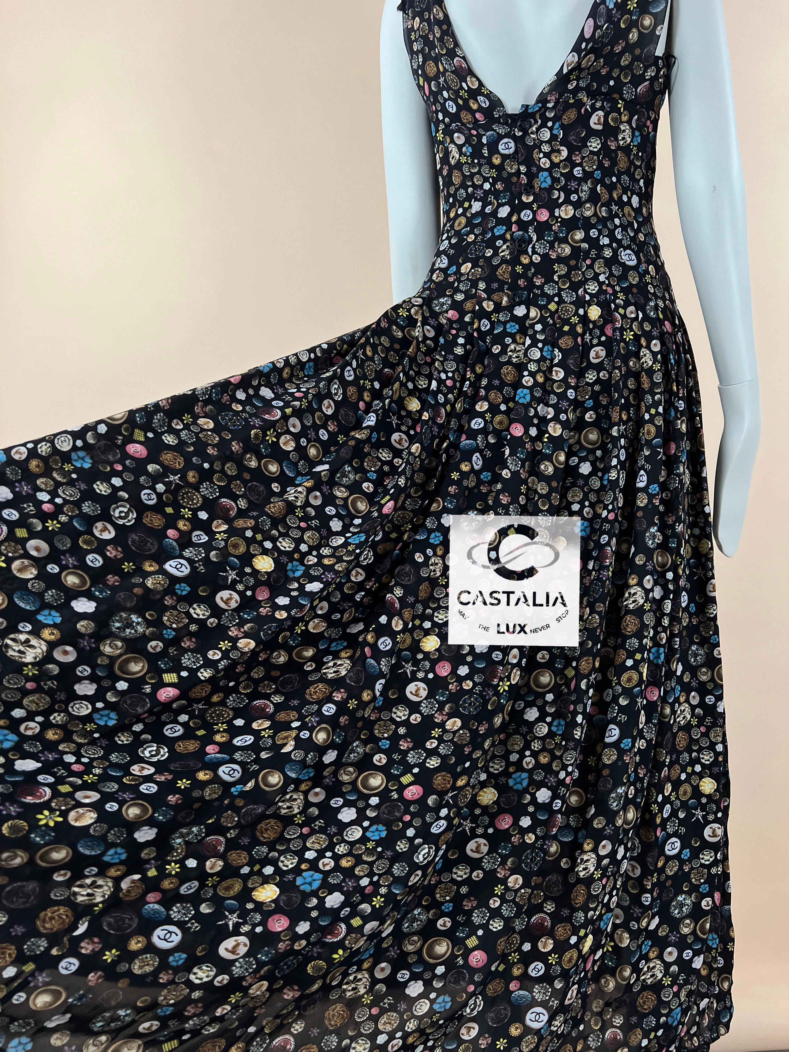 Chanel 13K$ Maxi Silk CC Logo Dress 34 FR 2