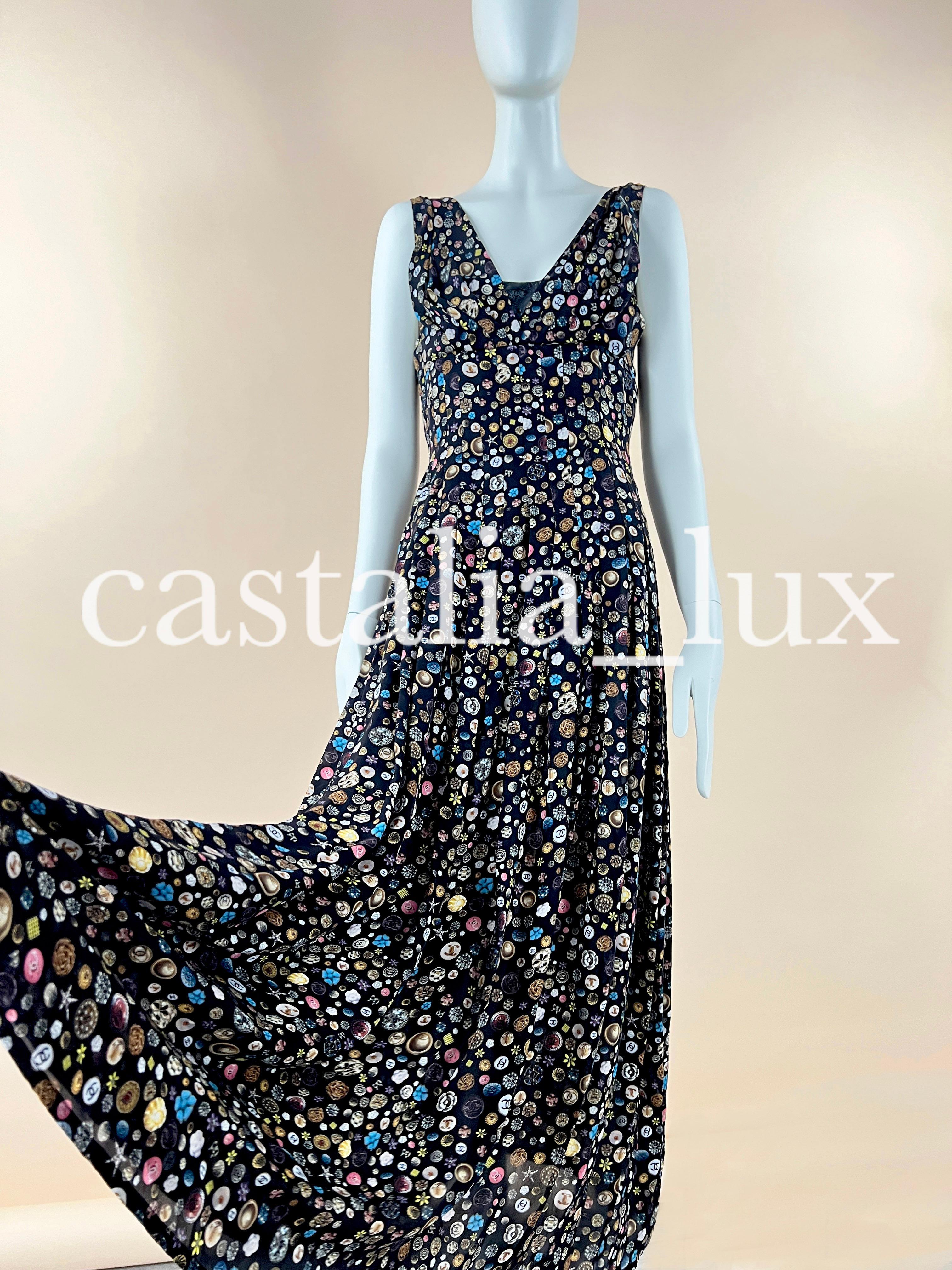 Black Chanel 13K$ Maxi Silk CC Logo Dress