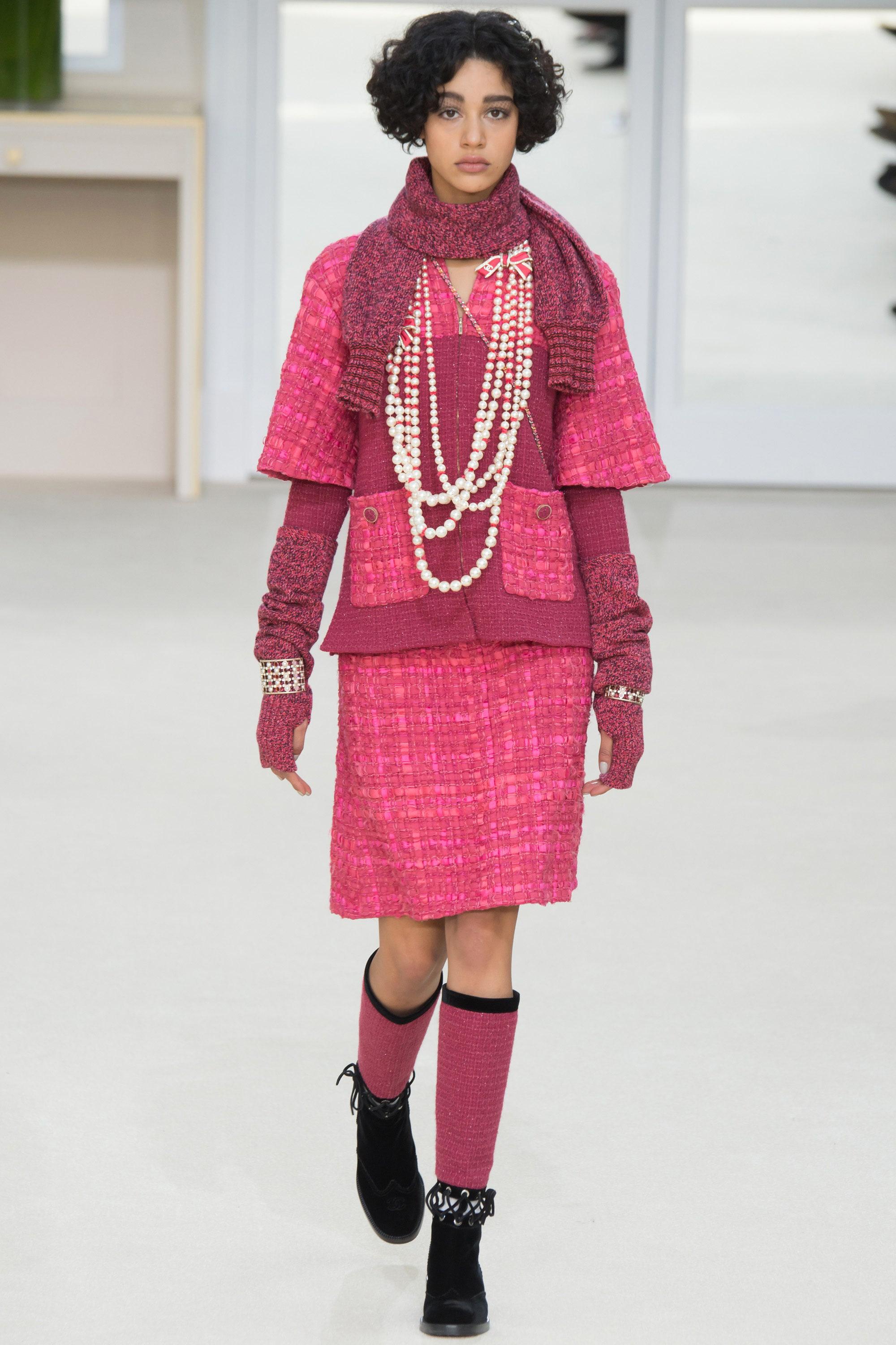 Chanel Ribbon Tweed Jacket in Radian Raspberry 2016 Fall Collection by Karl Lagerfeld / Boutique value over 13,000$
~ A poetic ode to tactile couture  ~ As seen in the collection’s ad campaign, it embodies the Maison’s timeless codes reimagined