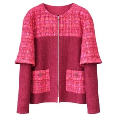 Chanel 13K$ Neu Himbeere Band Tweed Jacke 42 FR