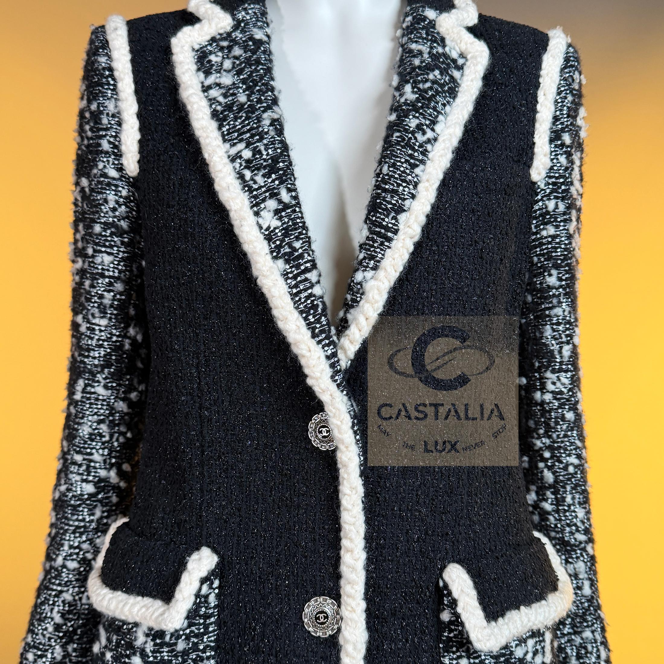 Chanel 13K$ Nuova Giacca Vittoria Ceretti in Tweed Nero 34 FR in vendita 6