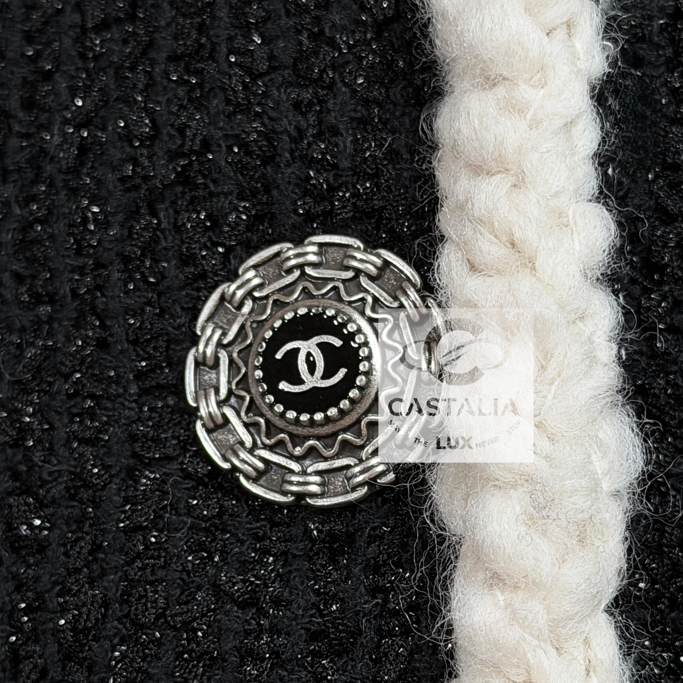 Chanel 13K$ Nuova Giacca Vittoria Ceretti in Tweed Nero 34 FR in vendita 8