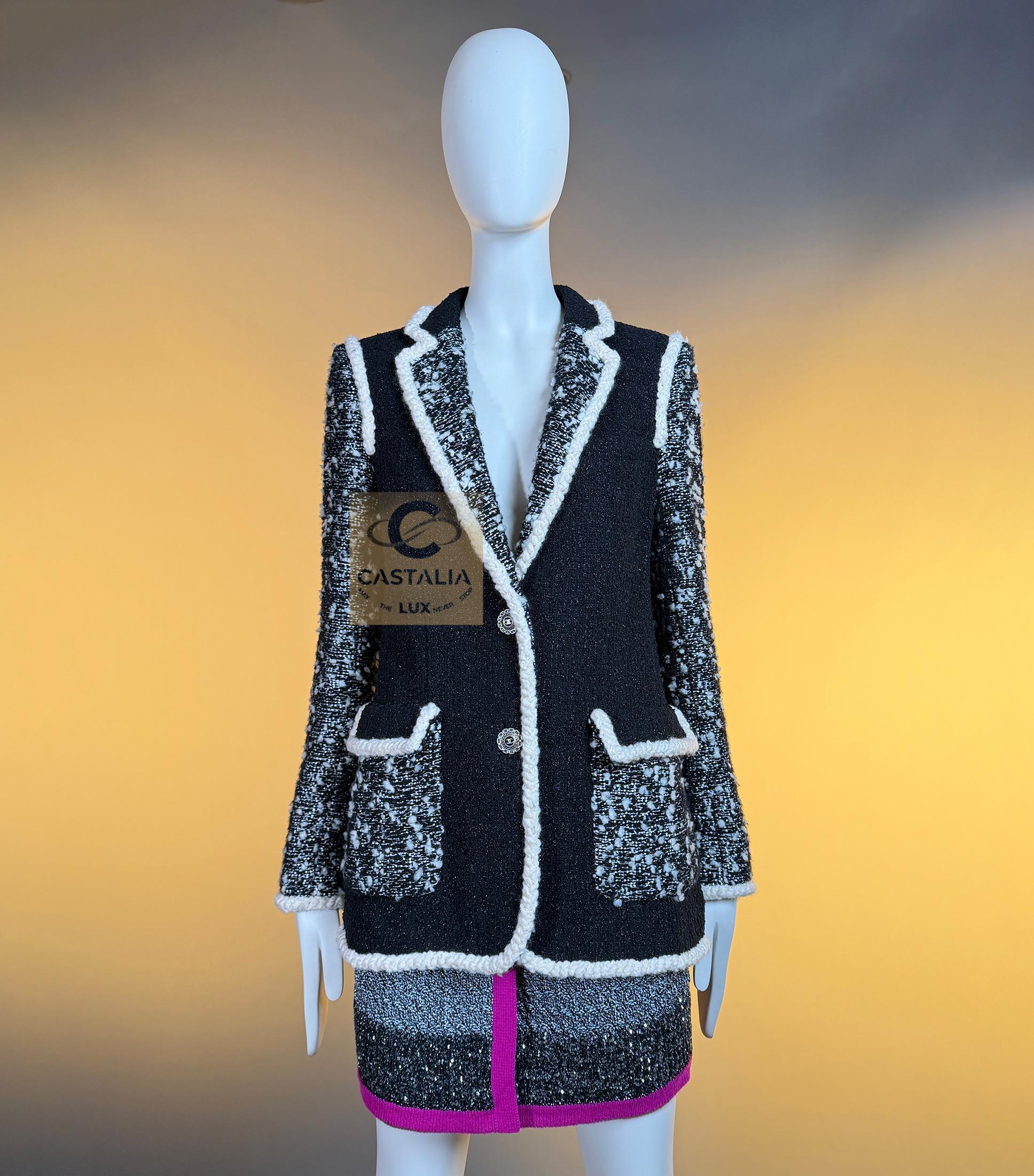 Chanel 13K$ Nuova Giacca Vittoria Ceretti in Tweed Nero 34 FR in vendita 9