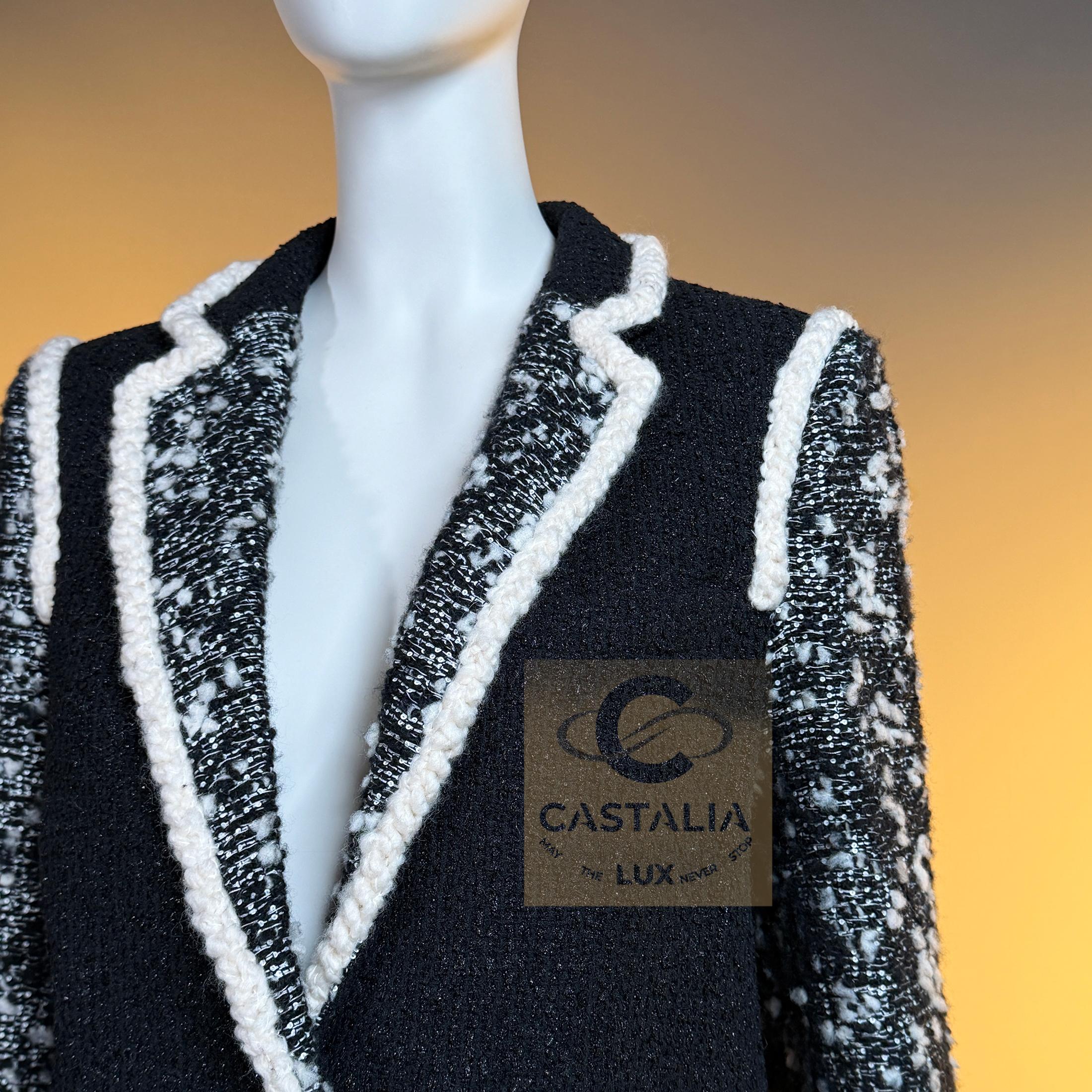 Chanel 13K$ Nuova Giacca Vittoria Ceretti in Tweed Nero 34 FR in vendita 10