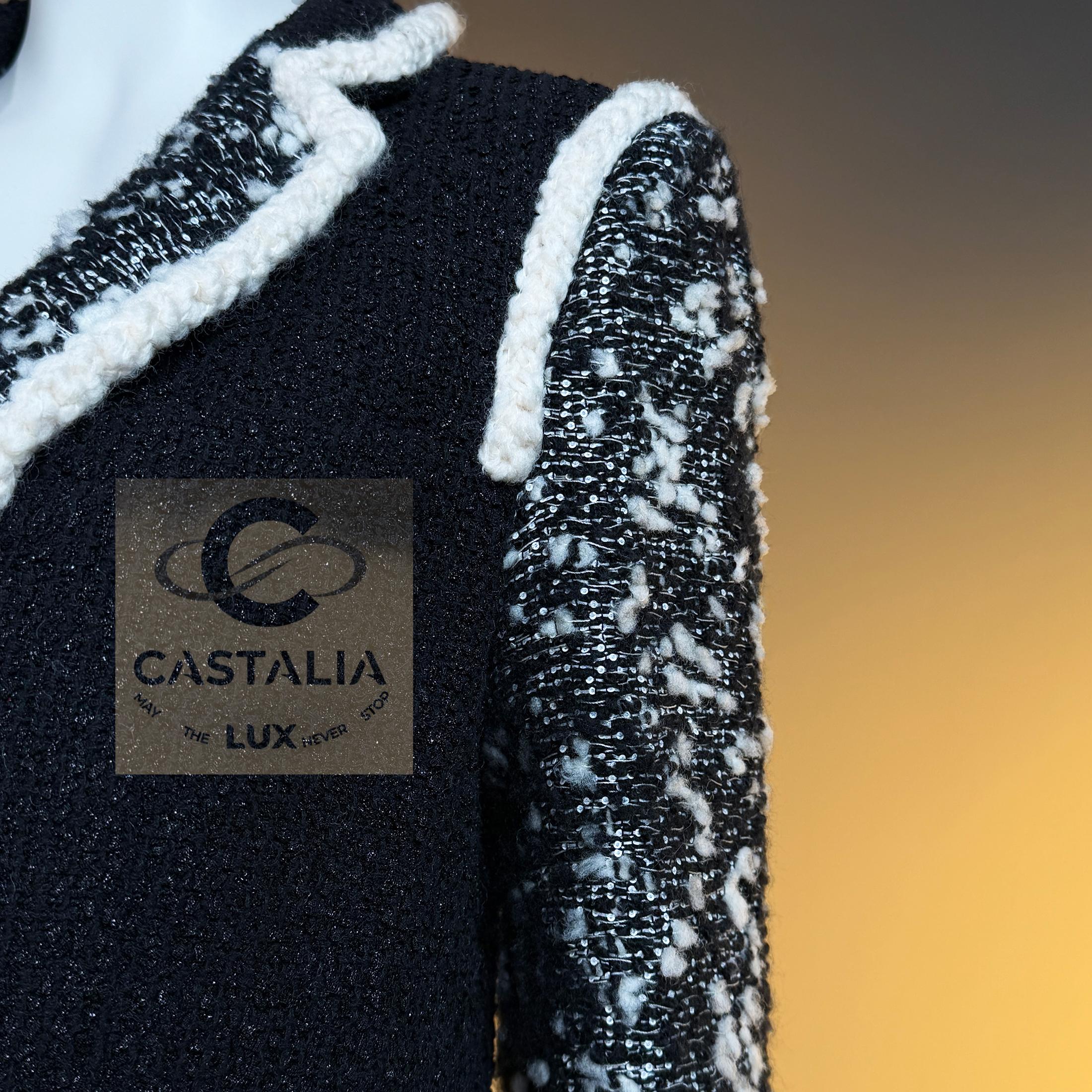 Chanel 13K$ Nuova Giacca Vittoria Ceretti in Tweed Nero 34 FR in vendita 11