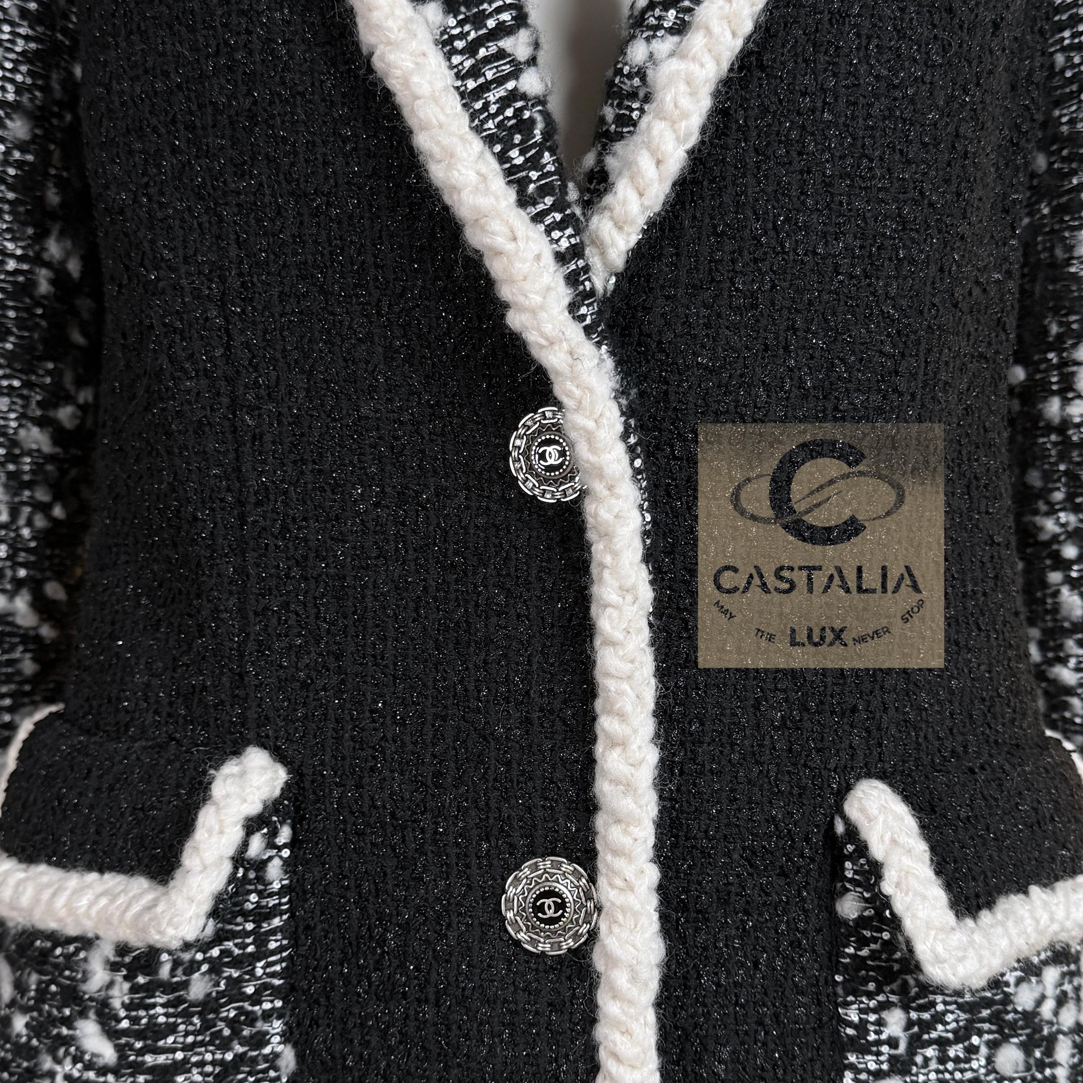 Chanel 13K$ Nuova Giacca Vittoria Ceretti in Tweed Nero 34 FR in vendita 12