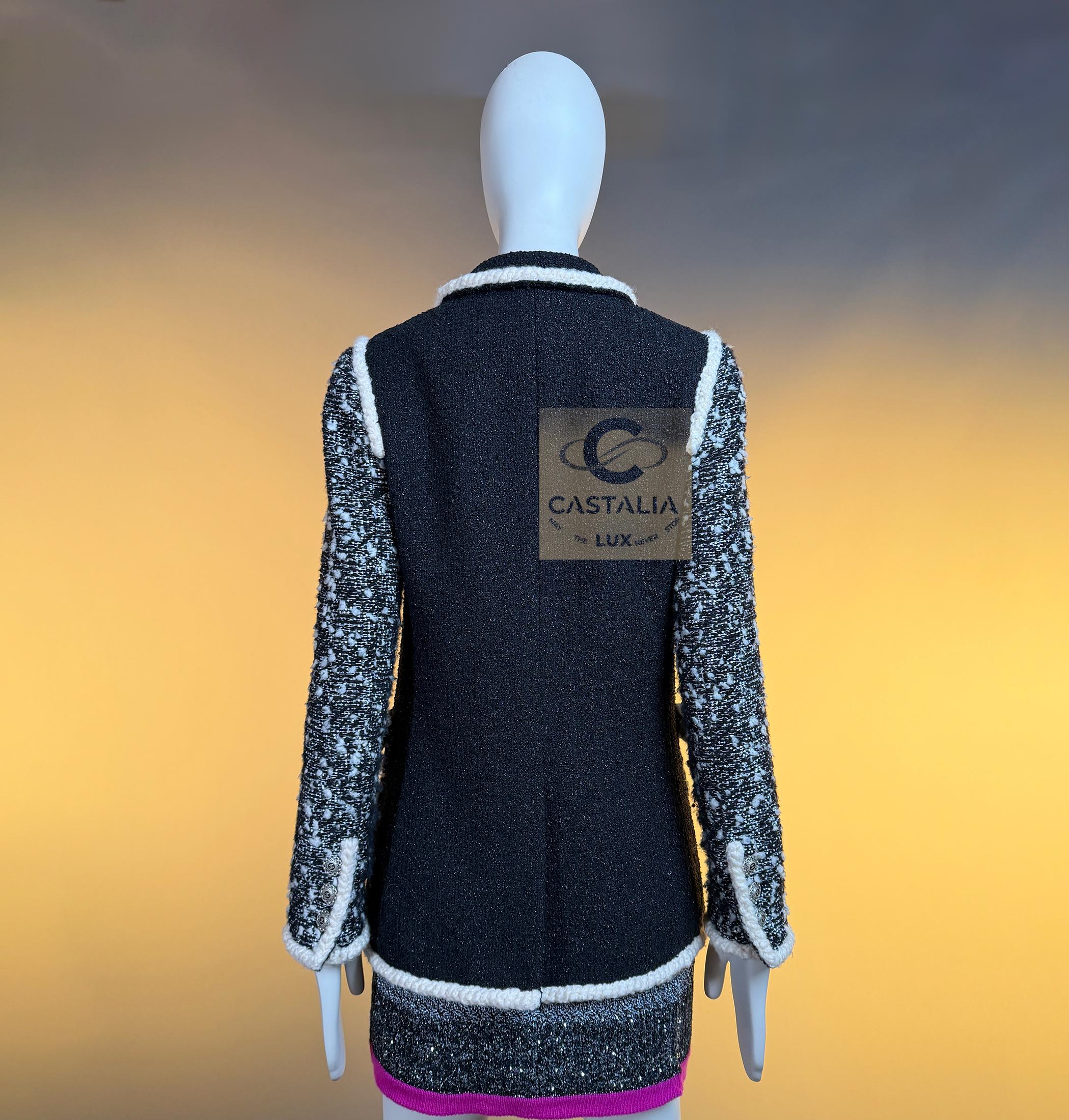 Chanel 13K$ Nuova Giacca Vittoria Ceretti in Tweed Nero 34 FR in vendita 15