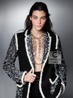 CHANEL 13K$ New Vittoria Ceretti Style Black Tweed Jacket 34 FR
