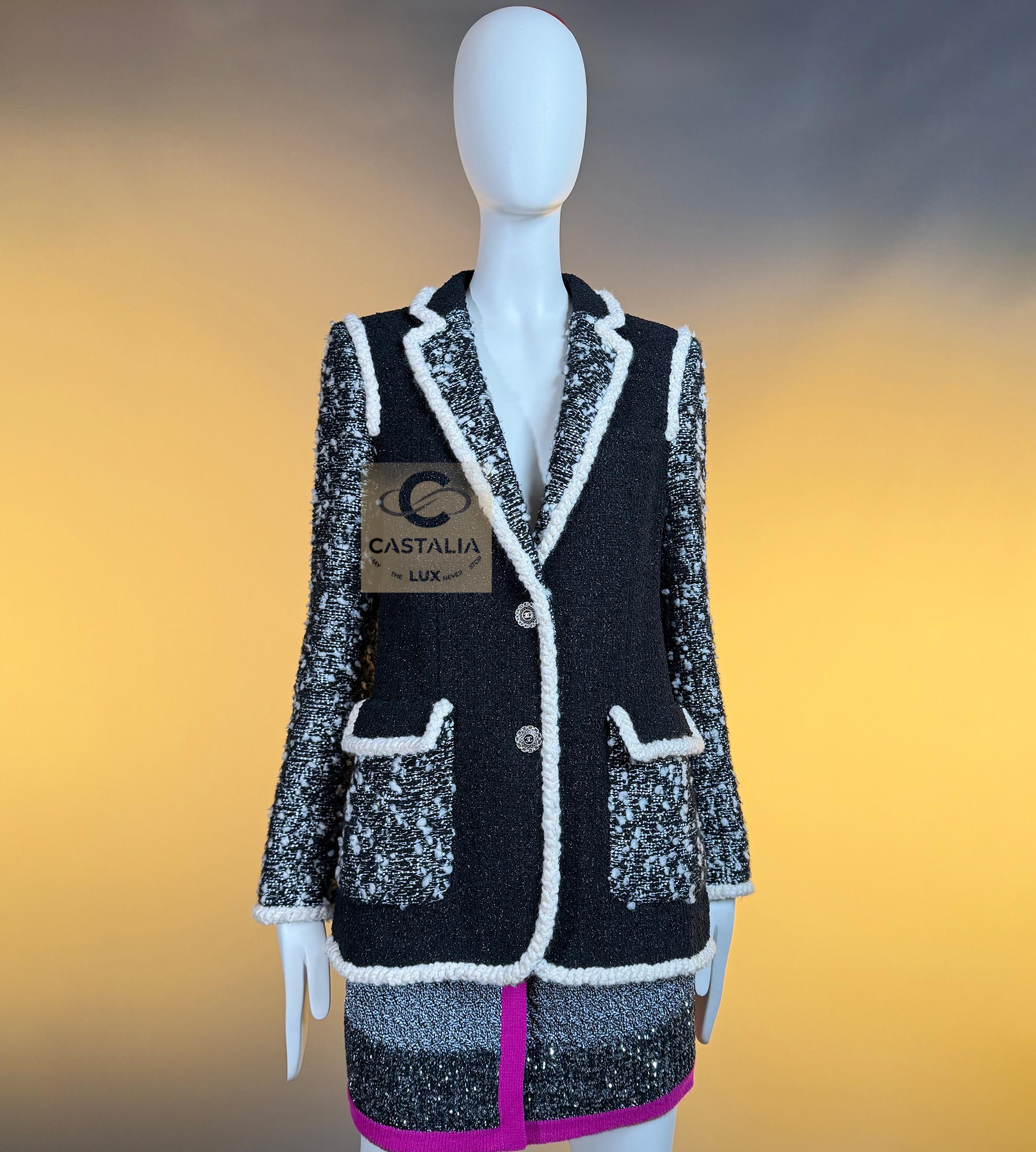 Chanel 13K$ Nuova Giacca Vittoria Ceretti in Tweed Nero 34 FR in vendita 4