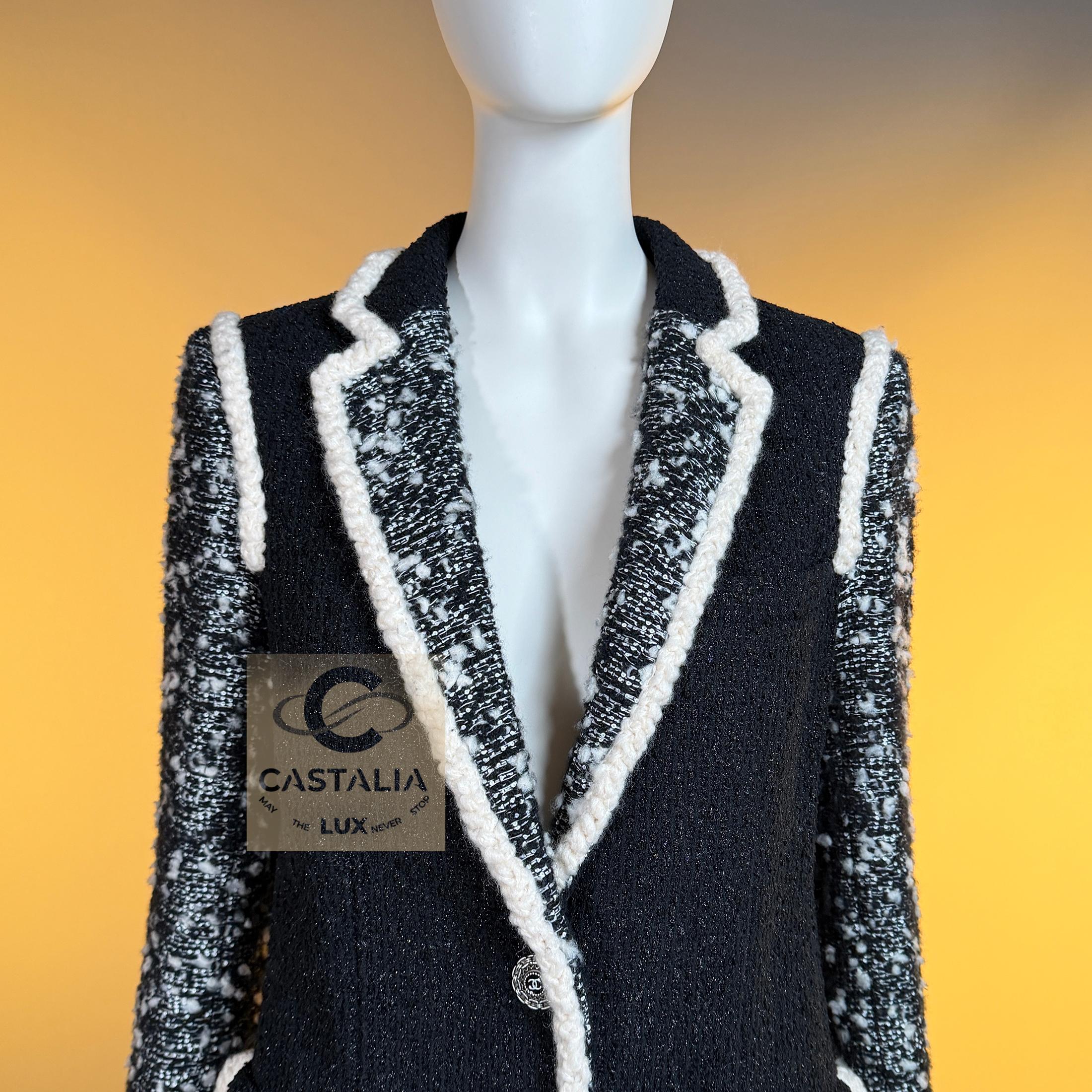 Chanel 13K$ Nuova Giacca Vittoria Ceretti in Tweed Nero 34 FR in vendita 5