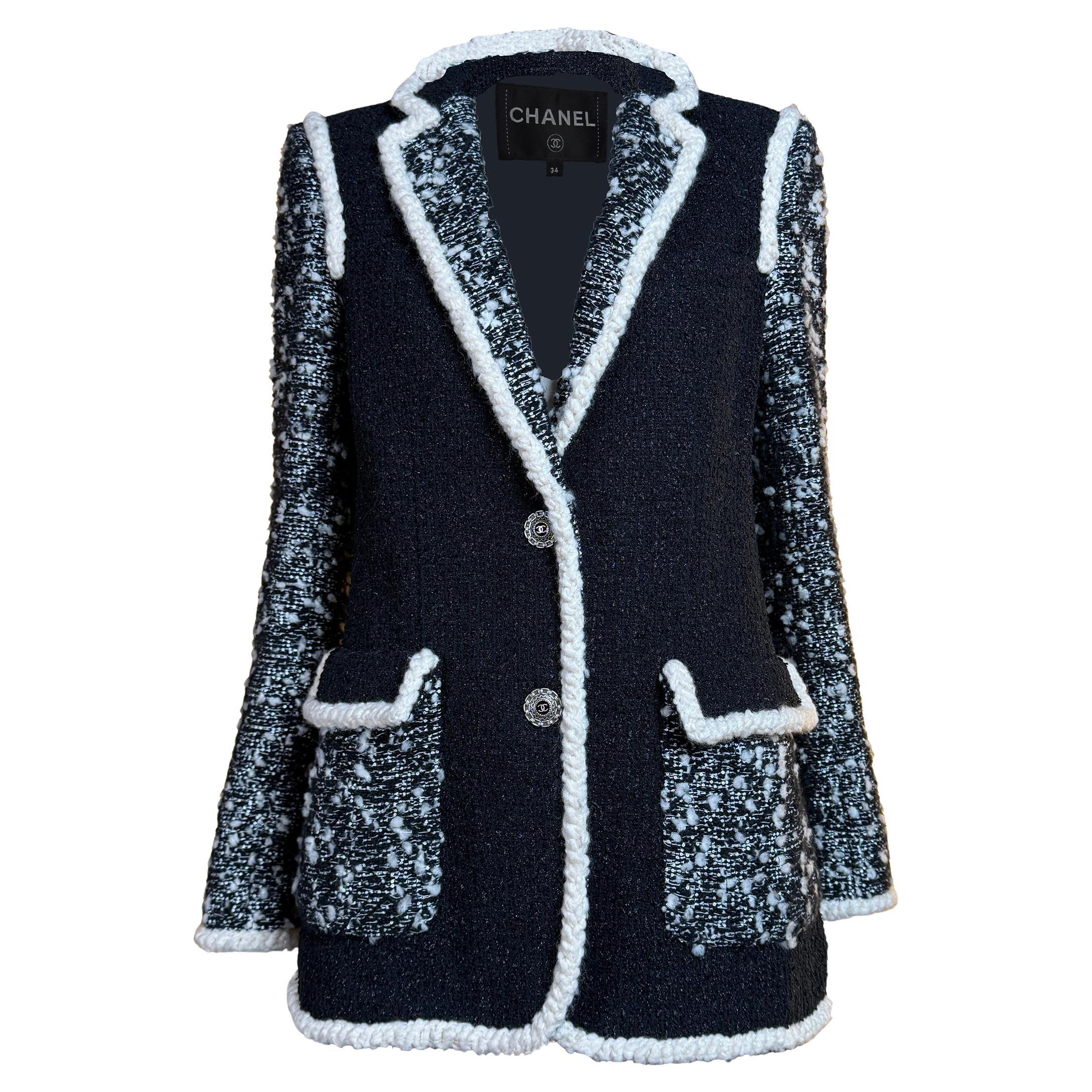 Chanel 13K$ Nuova Giacca Vittoria Ceretti in Tweed Nero 34 FR