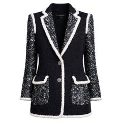 CHANEL 13K$ New Vittoria Ceretti Style Black Tweed Jacket 34 FR