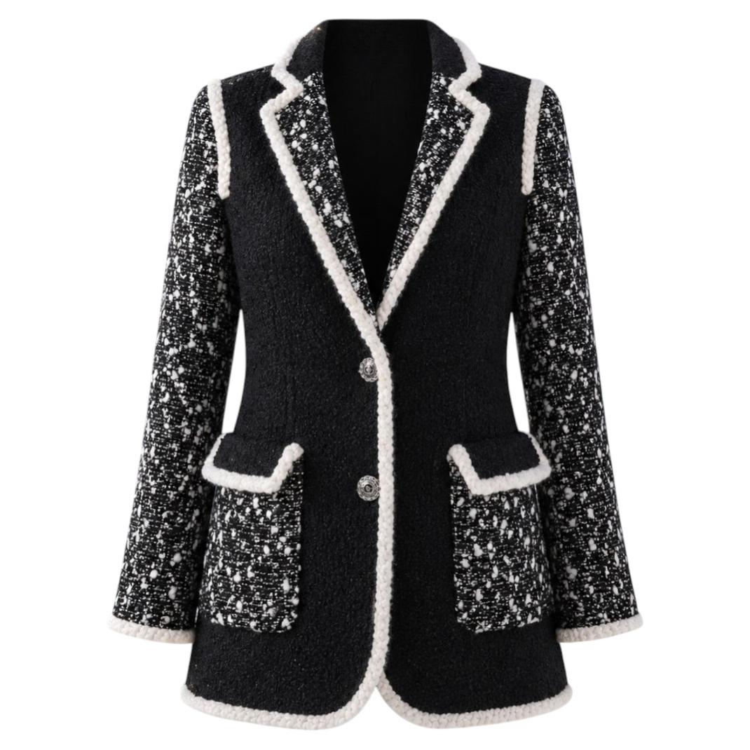 CHANEL 13K$ New Vittoria Ceretti Style Black Tweed Jacket 34 FR