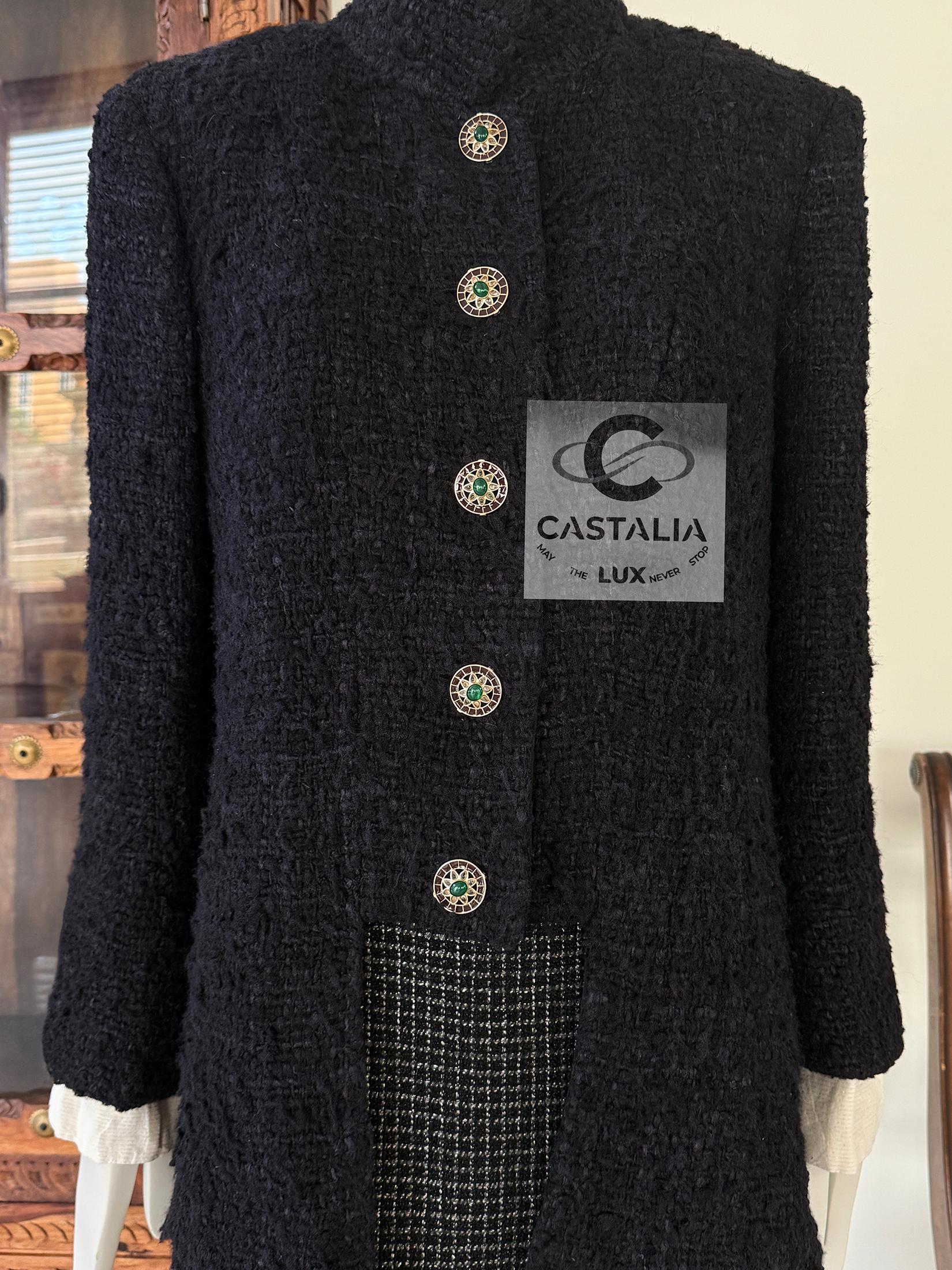 Chanel 13K$ Paris / Bombay CC Gripoix Buttons Black Tweed Jacket 50 FR 7