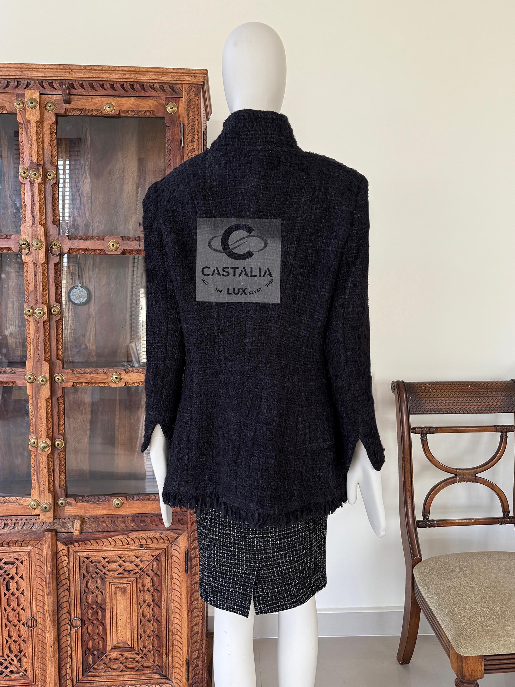 Chanel 13K$ Paris / Bombay CC Gripoix Buttons Black Tweed Jacket 50 FR 8