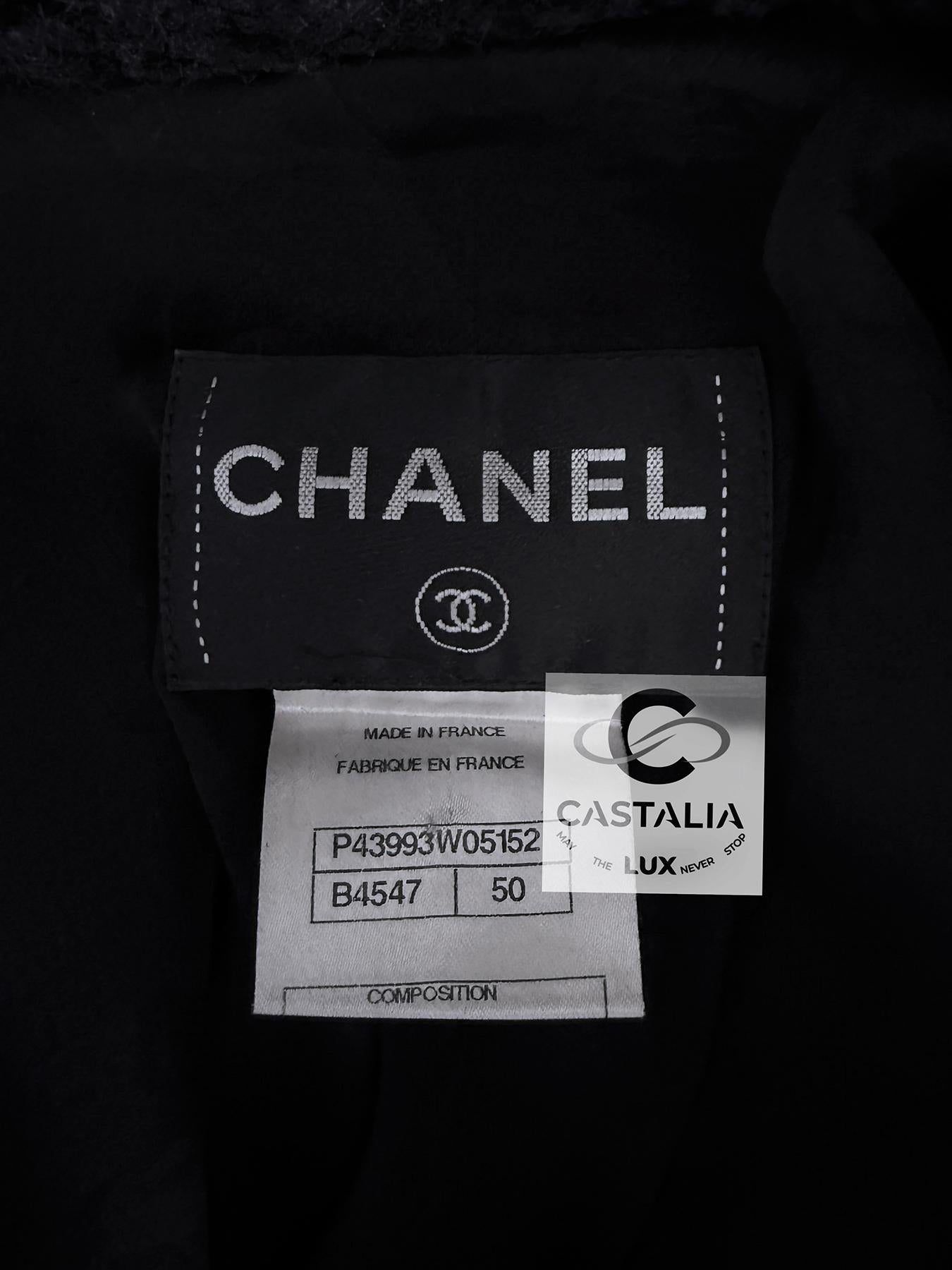 Chanel 13K$ Paris / Bombay CC Gripoix Buttons Black Tweed Jacket 50 FR 10
