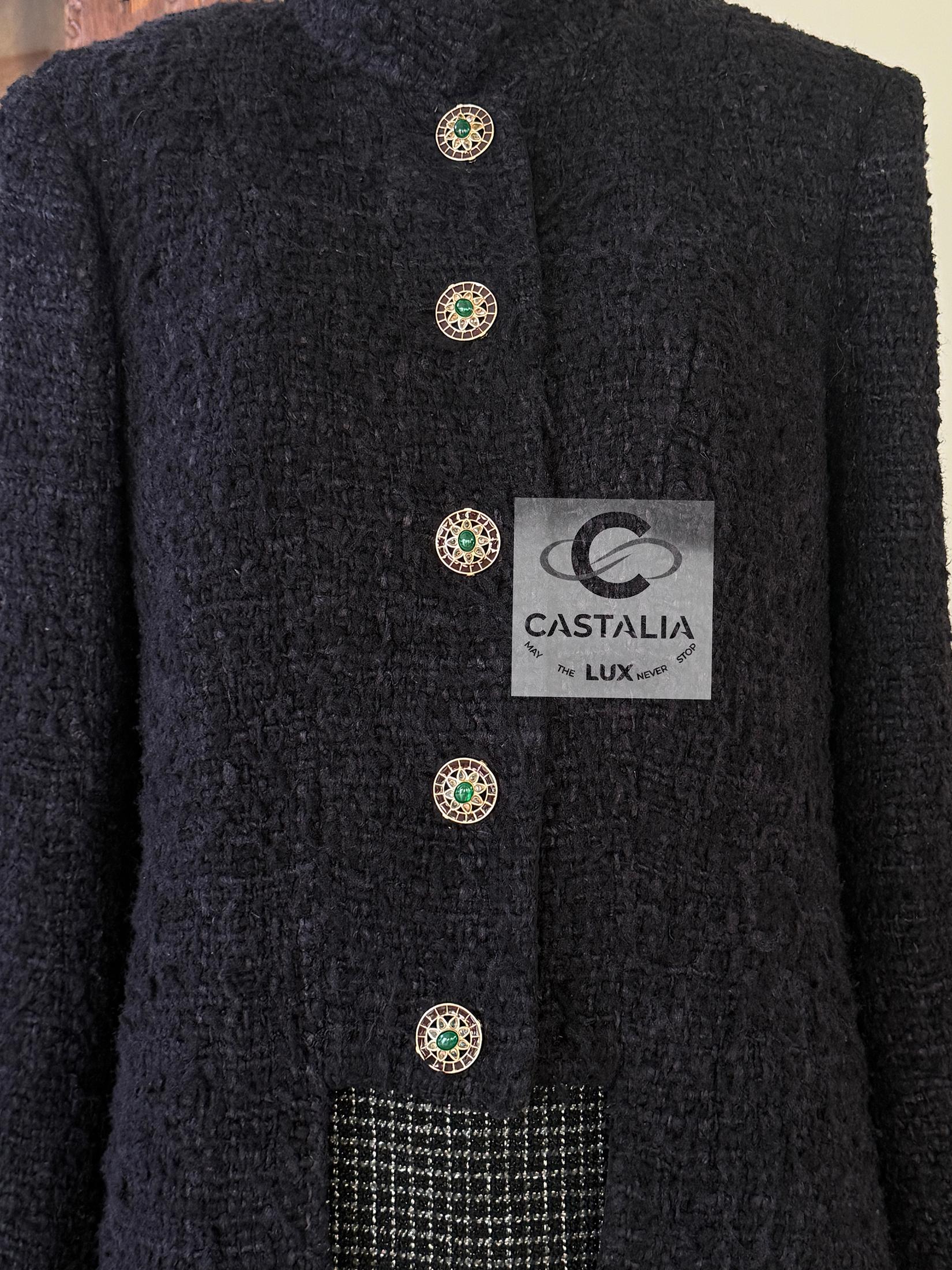 Chanel 13K$ Paris / Bombay CC Gripoix Buttons Black Tweed Jacket 50 FR 2