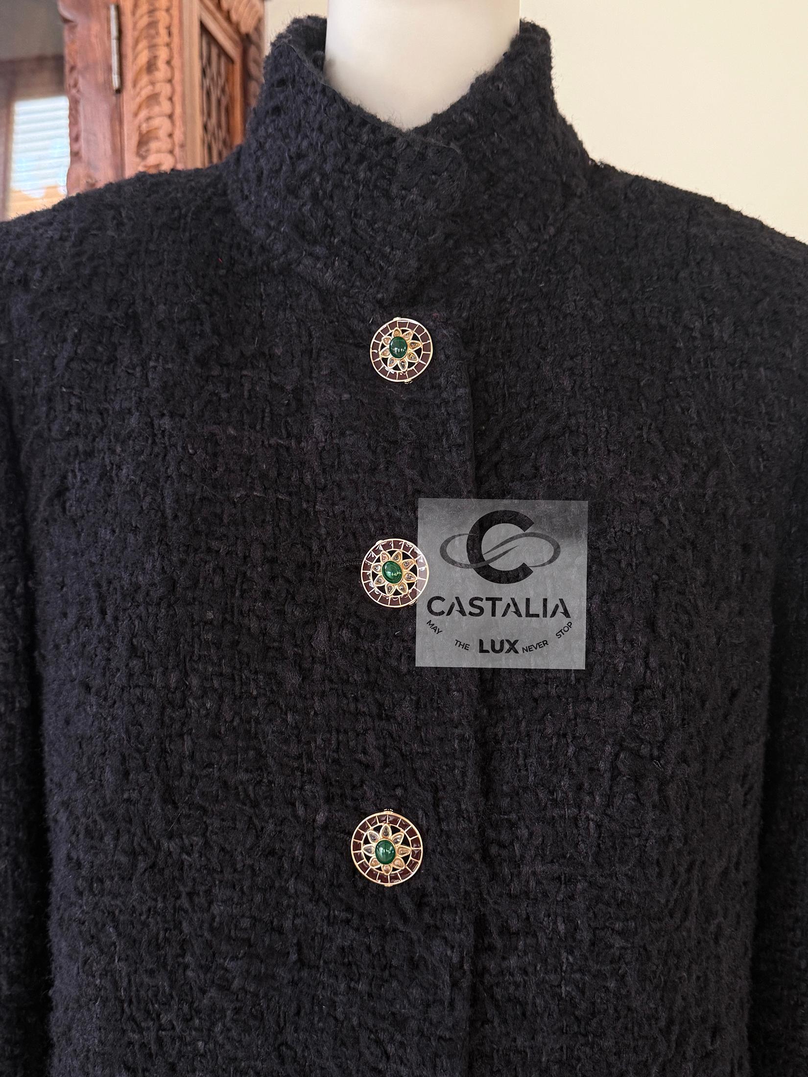 Chanel 13K$ Paris / Bombay CC Gripoix Buttons Black Tweed Jacket 50 FR 6