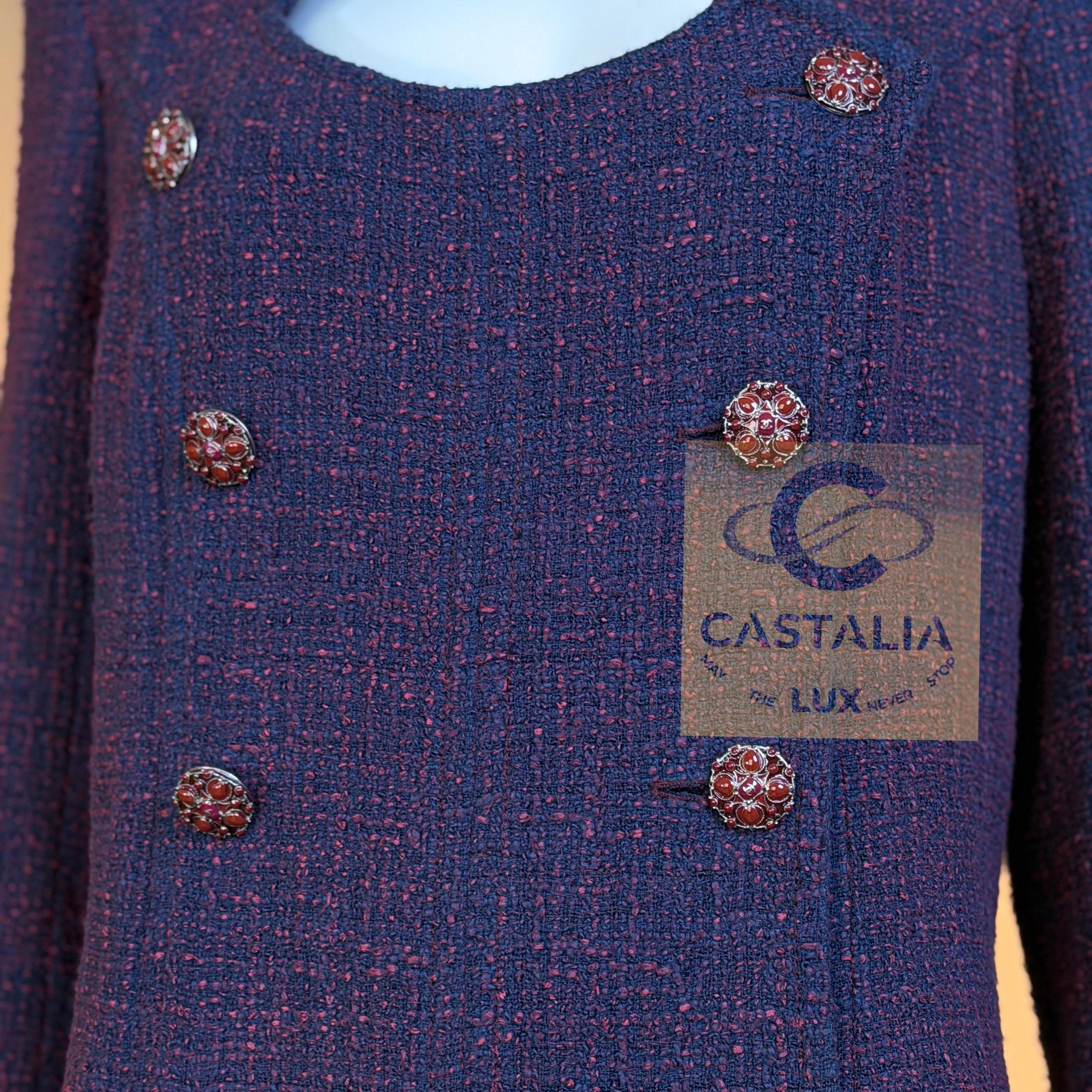 Chanel 13K$ Parigi / Bombay CC Gripoix Bottoni Cappotto in tweed 48 FR in vendita 6