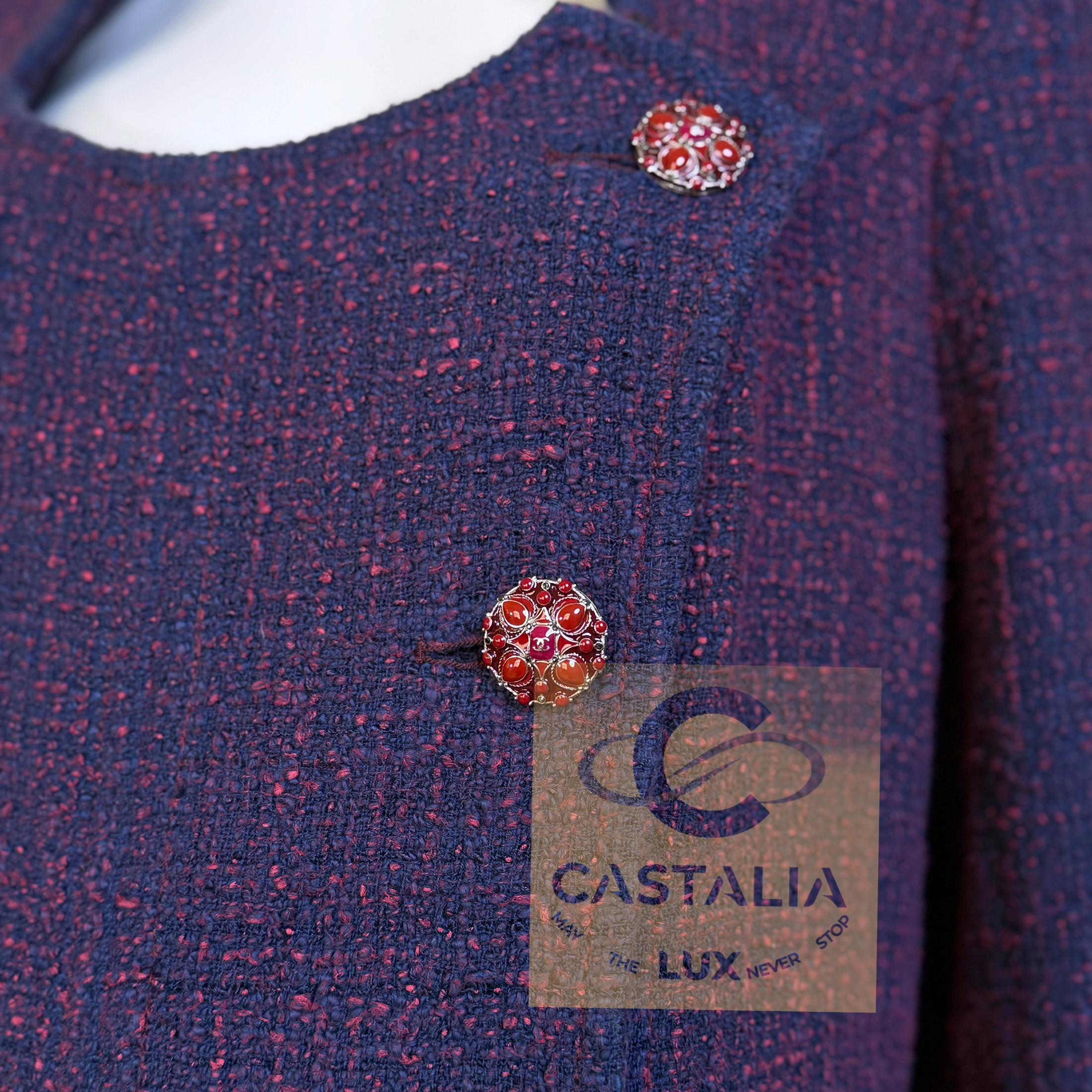 Chanel 13K$ Parigi / Bombay CC Gripoix Bottoni Cappotto in tweed 48 FR in vendita 9