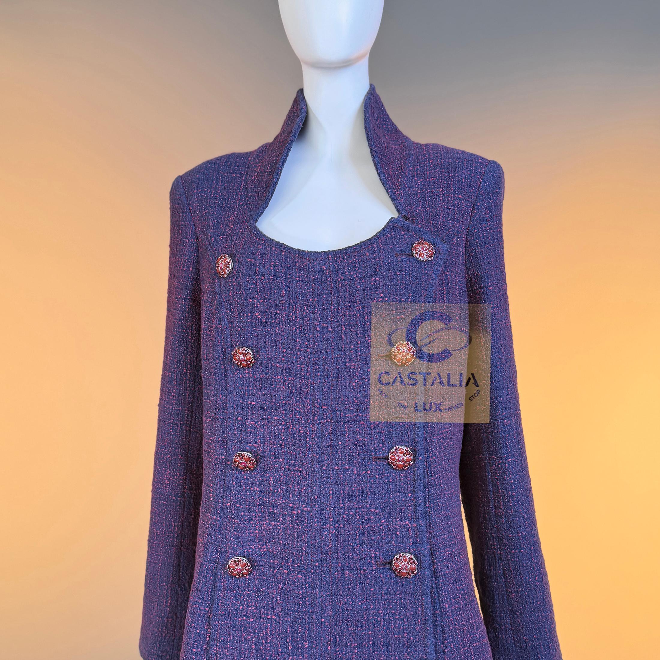 Chanel 13K$ Parigi / Bombay CC Gripoix Bottoni Cappotto in tweed 48 FR in vendita 10