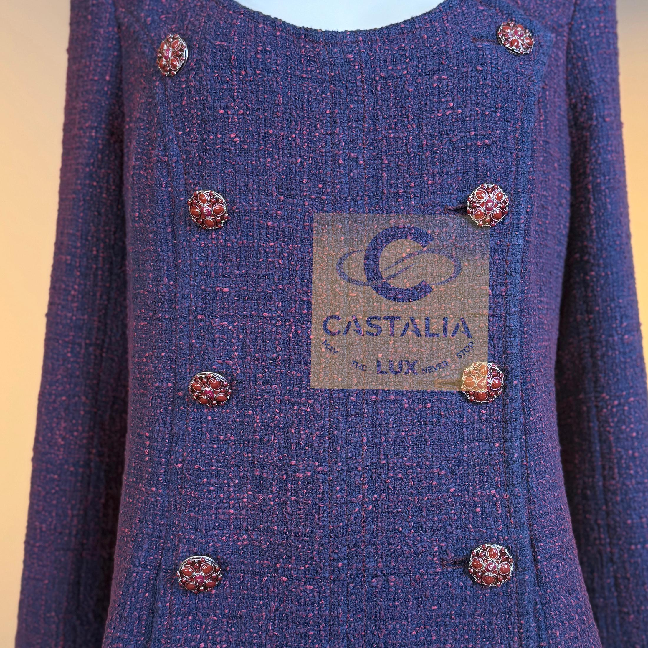 Chanel 13K$ Parigi / Bombay CC Gripoix Bottoni Cappotto in tweed 48 FR in vendita 11