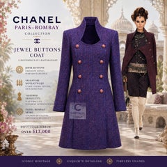 CHANEL 13K$ Paris / Bombay CC Gripoix Buttons Tweed Coat 48 FR