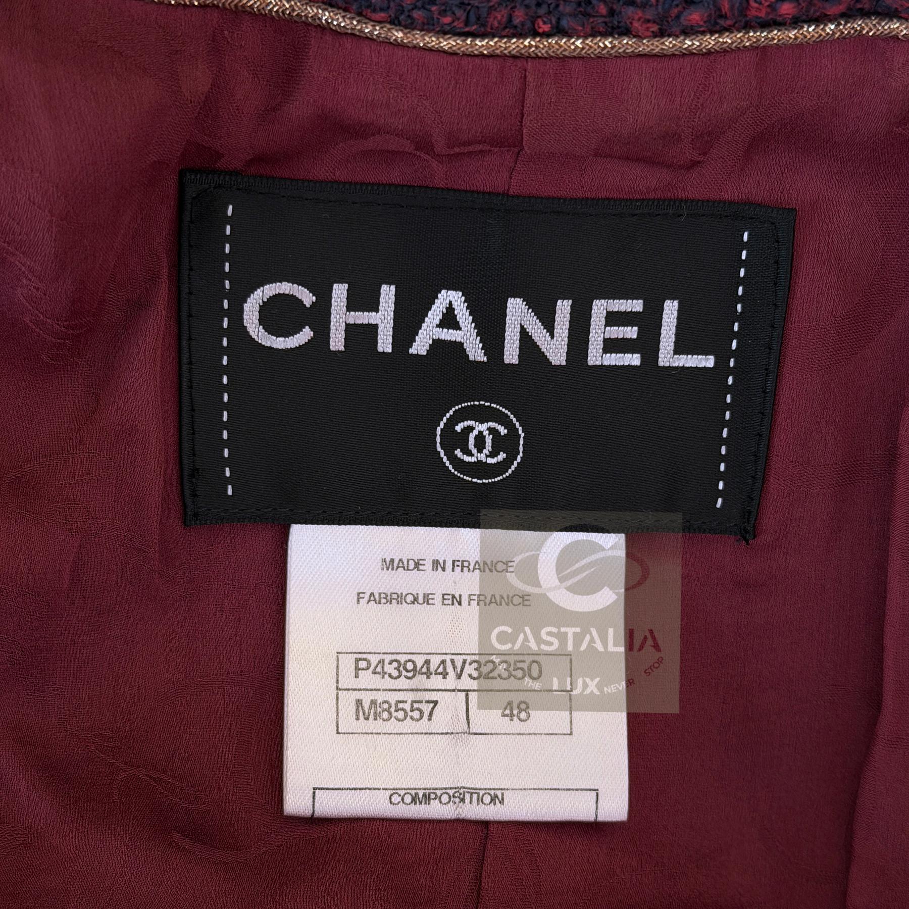 Chanel 13K$ Parigi / Bombay CC Gripoix Bottoni Cappotto in tweed 48 FR in vendita 13