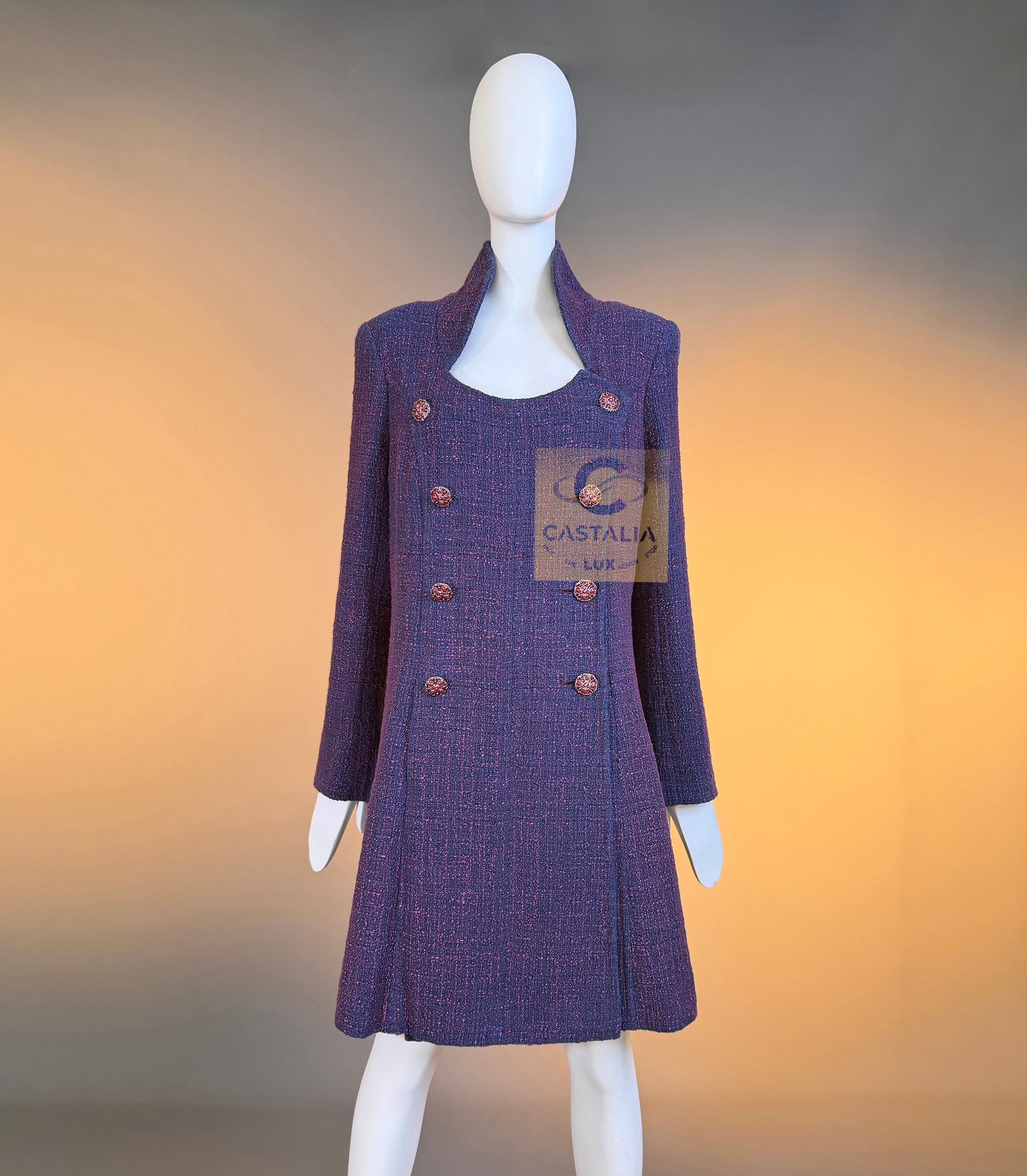 Chanel 13K$ Parigi / Bombay CC Gripoix Bottoni Cappotto in tweed 48 FR in vendita 1