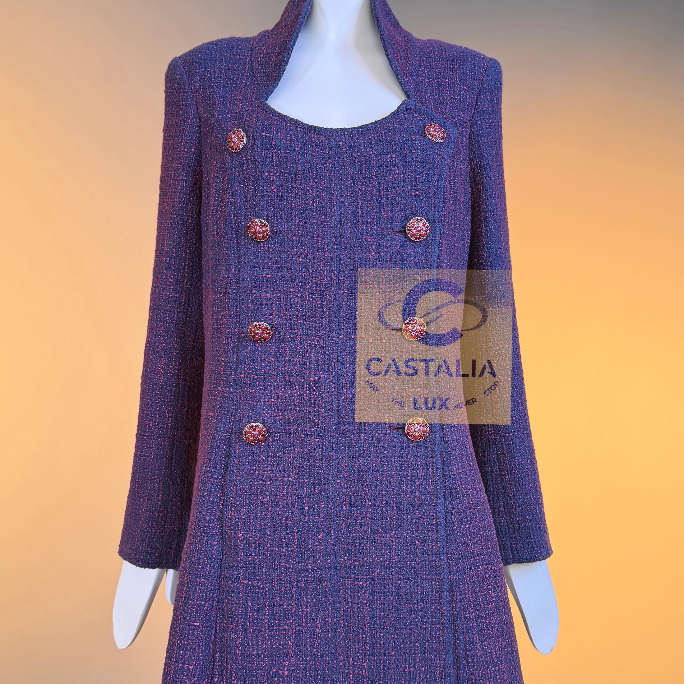 Chanel 13K$ Parigi / Bombay CC Gripoix Bottoni Cappotto in tweed 48 FR in vendita 3