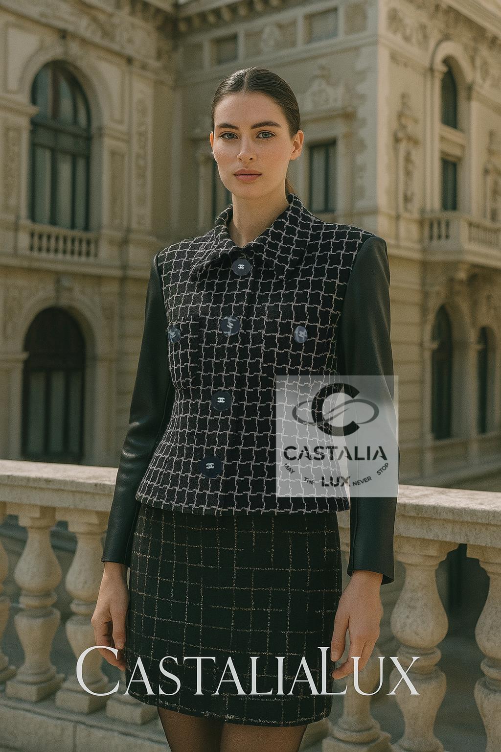 Nero Chanel 13K$ Paris / Cosmopolite Giacca di tweed nero 40 FR in vendita