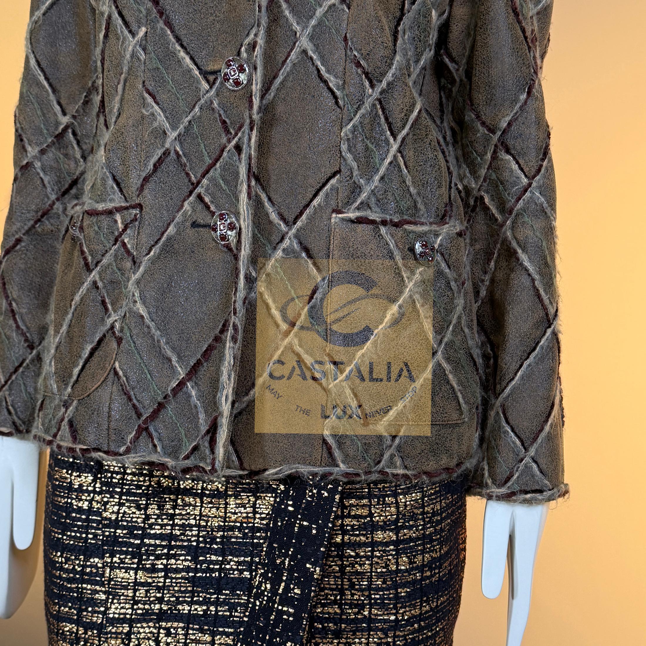 Chanel 13K$ Parigi / Edimburgo CC Gripoix Bottoni Giacca in pelle 40 FR in vendita 9