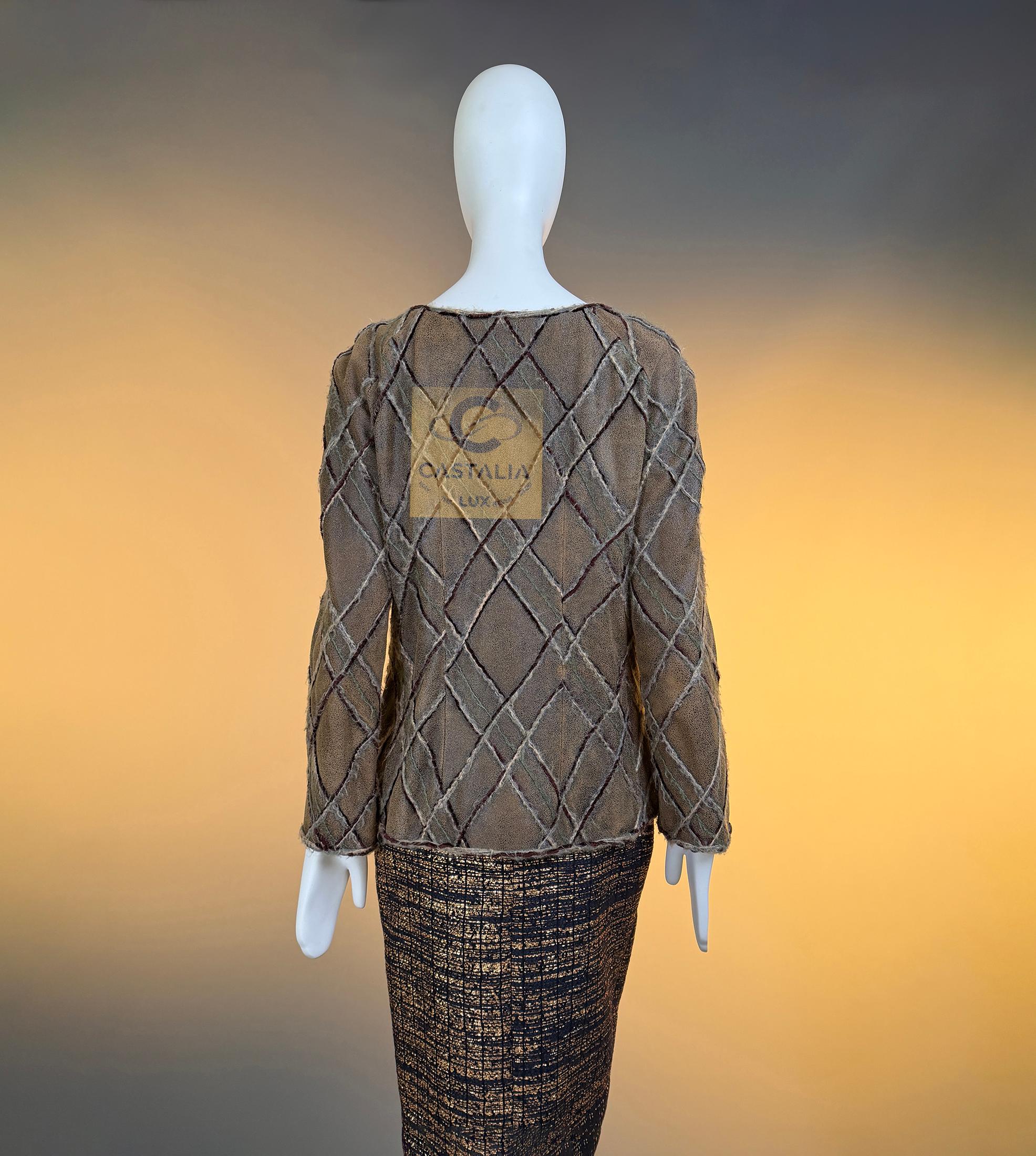 Chanel 13K$ Parigi / Edimburgo CC Gripoix Bottoni Giacca in pelle 40 FR in vendita 10