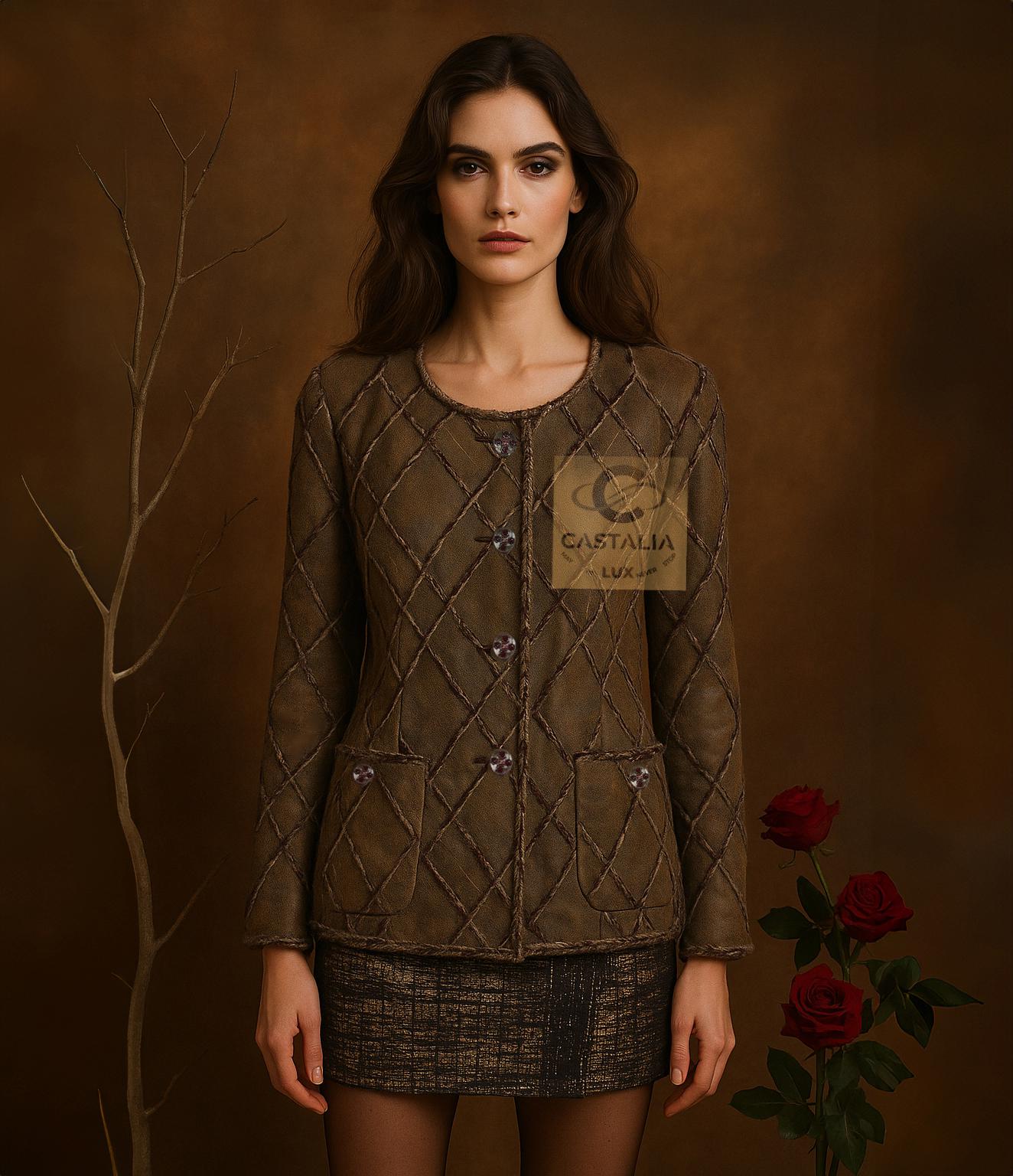 Nero Chanel 13K$ Parigi / Edimburgo CC Gripoix Bottoni Giacca in pelle 40 FR in vendita