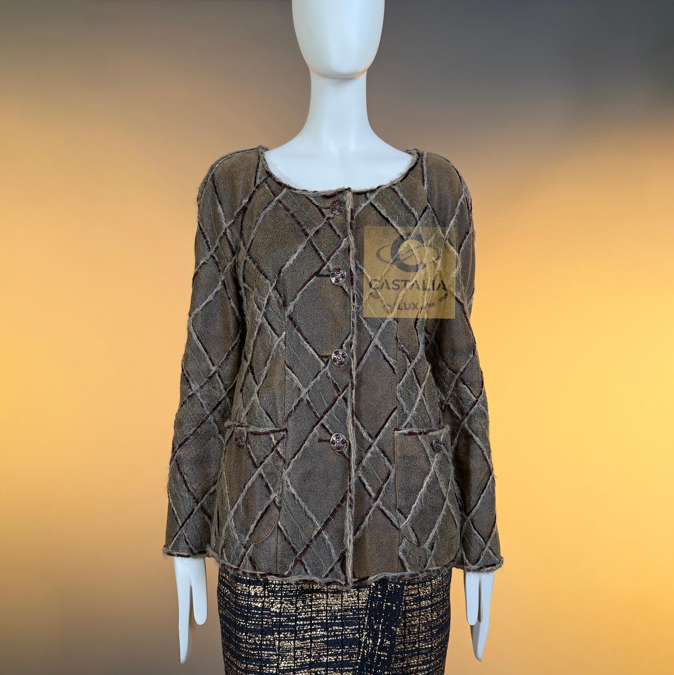 da uomo o donna Chanel 13K$ Parigi / Edimburgo CC Gripoix Bottoni Giacca in pelle 40 FR in vendita