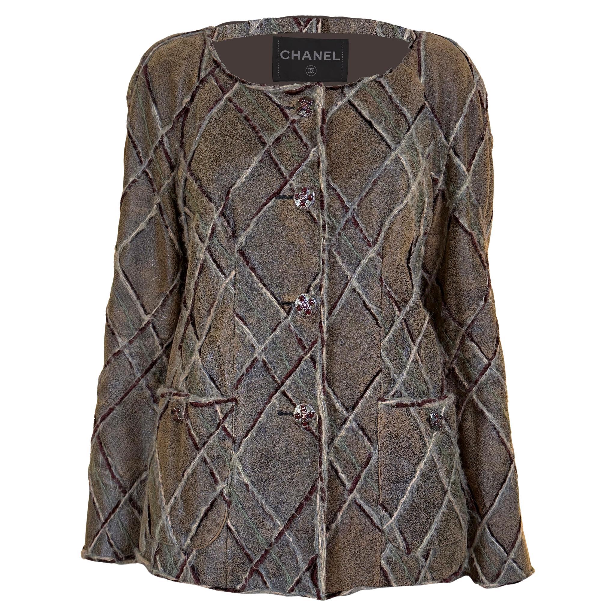 Chanel 13K$ Paris / Edinburgh CC Gripoix Buttons Lederjacke mit Knöpfen 40 FR