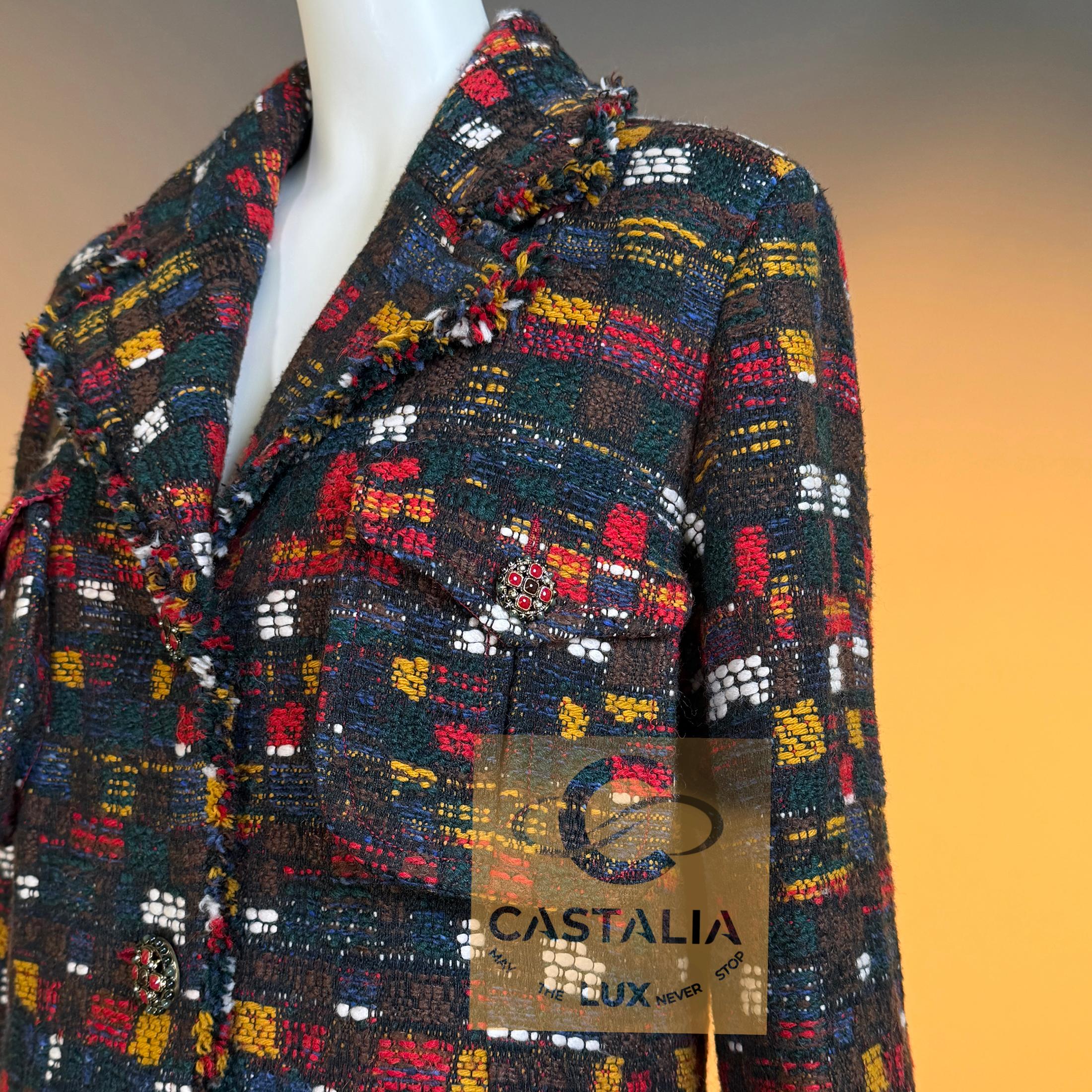 Chanel 13K$ Parigi / Edimburgo CC Gripoix Bottoni Cappotto in Tweed 42 FR in vendita 5