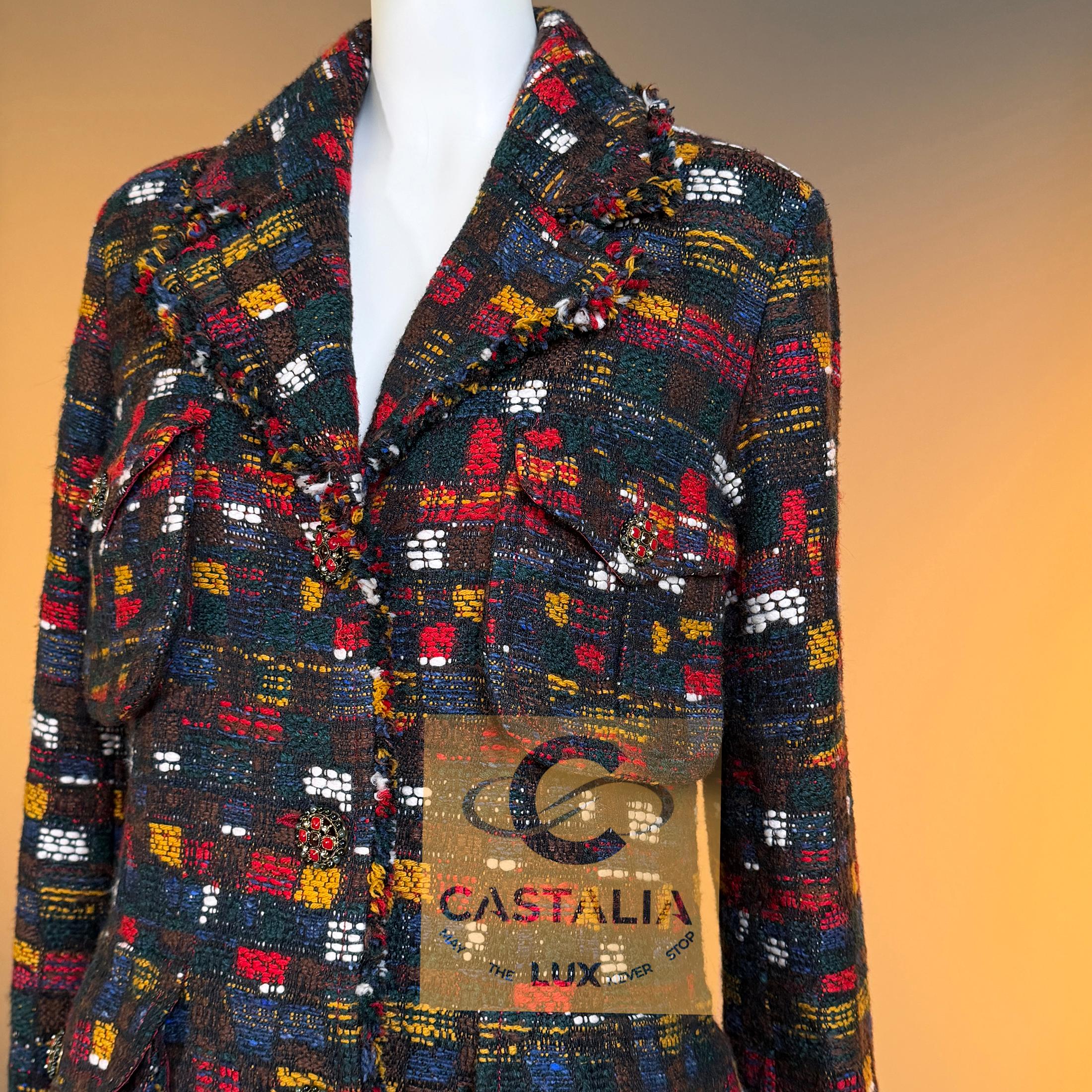 Chanel 13K$ Parigi / Edimburgo CC Gripoix Bottoni Cappotto in Tweed 42 FR in vendita 6