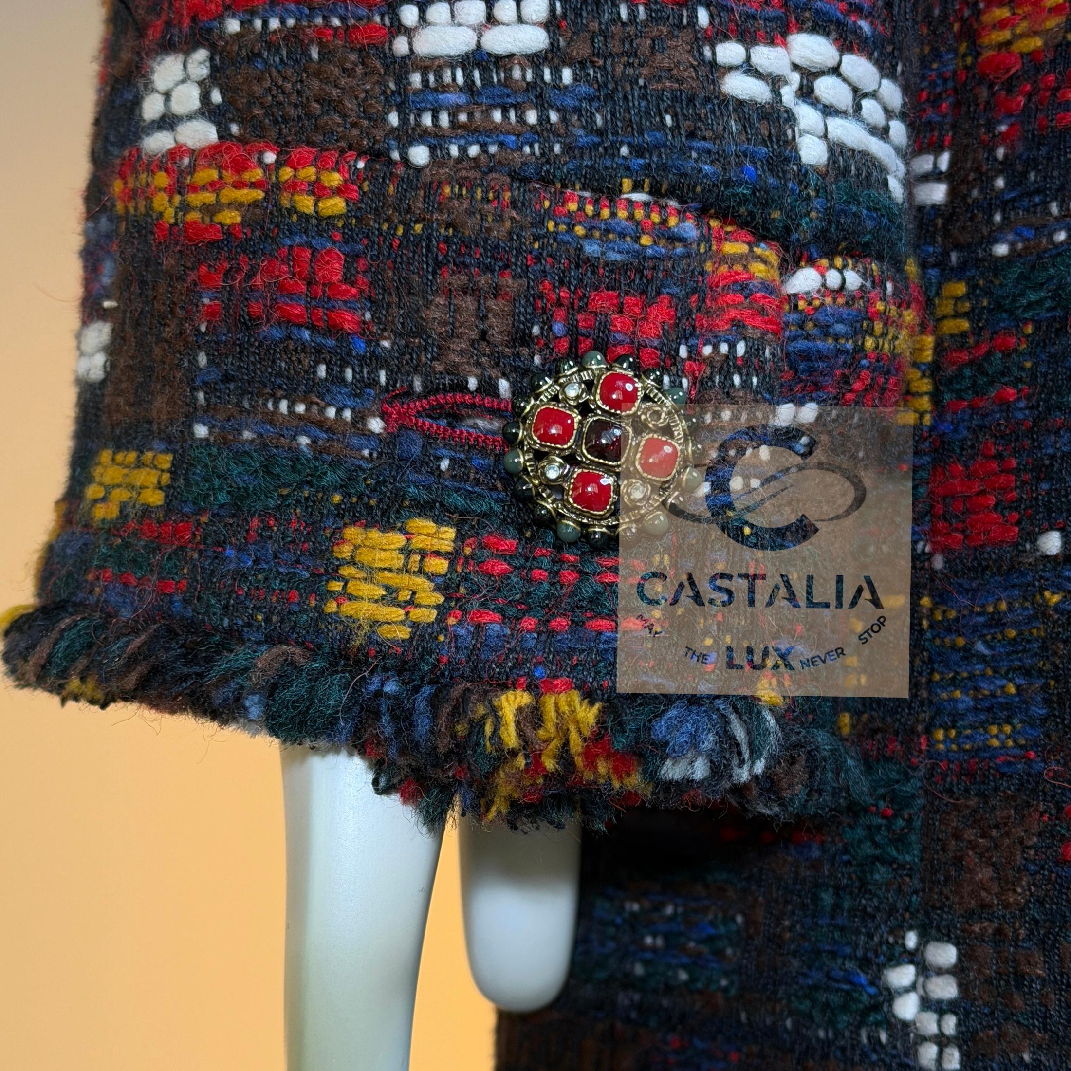 Chanel 13K$ Parigi / Edimburgo CC Gripoix Bottoni Cappotto in Tweed 42 FR in vendita 7