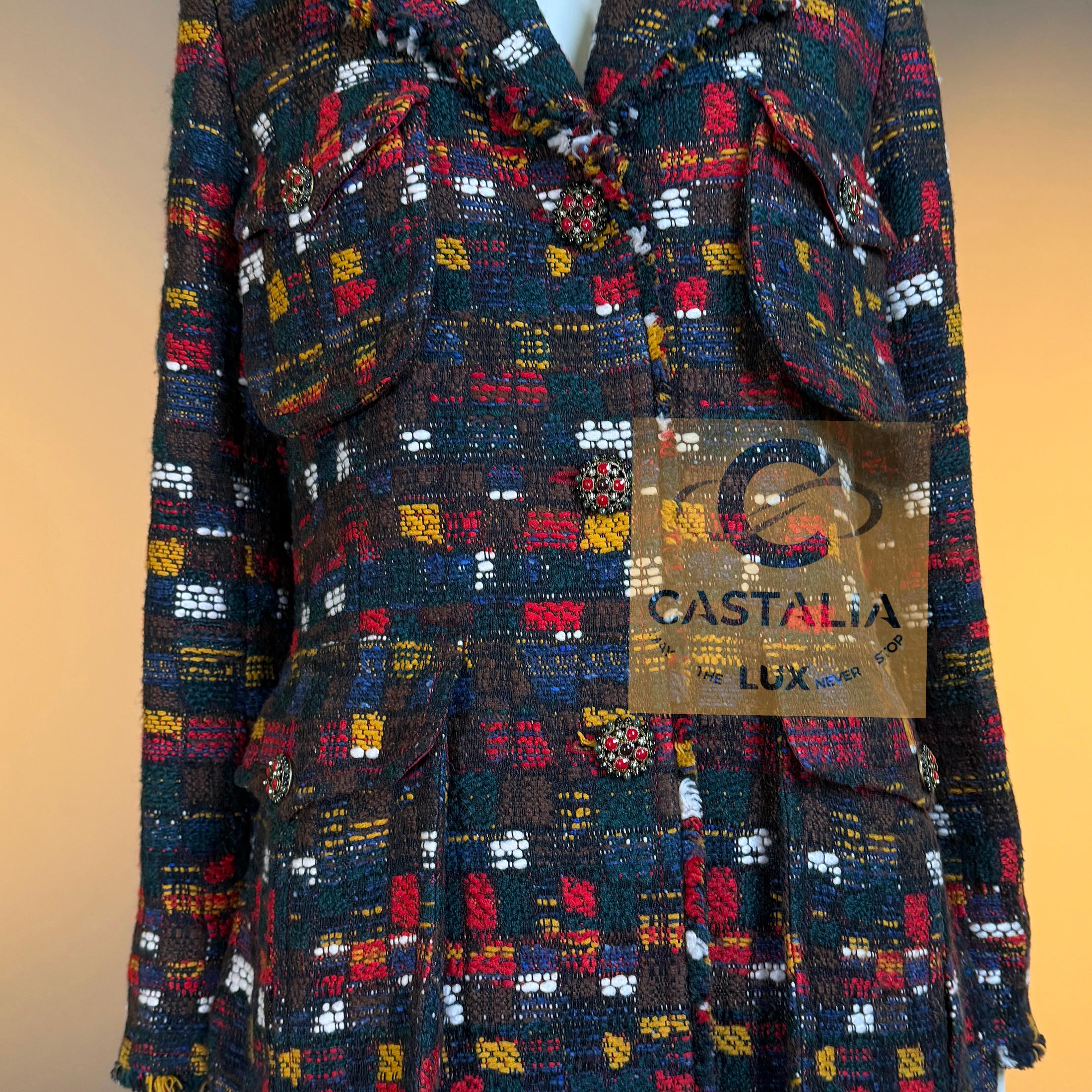 Chanel 13K$ Parigi / Edimburgo CC Gripoix Bottoni Cappotto in Tweed 42 FR in vendita 10