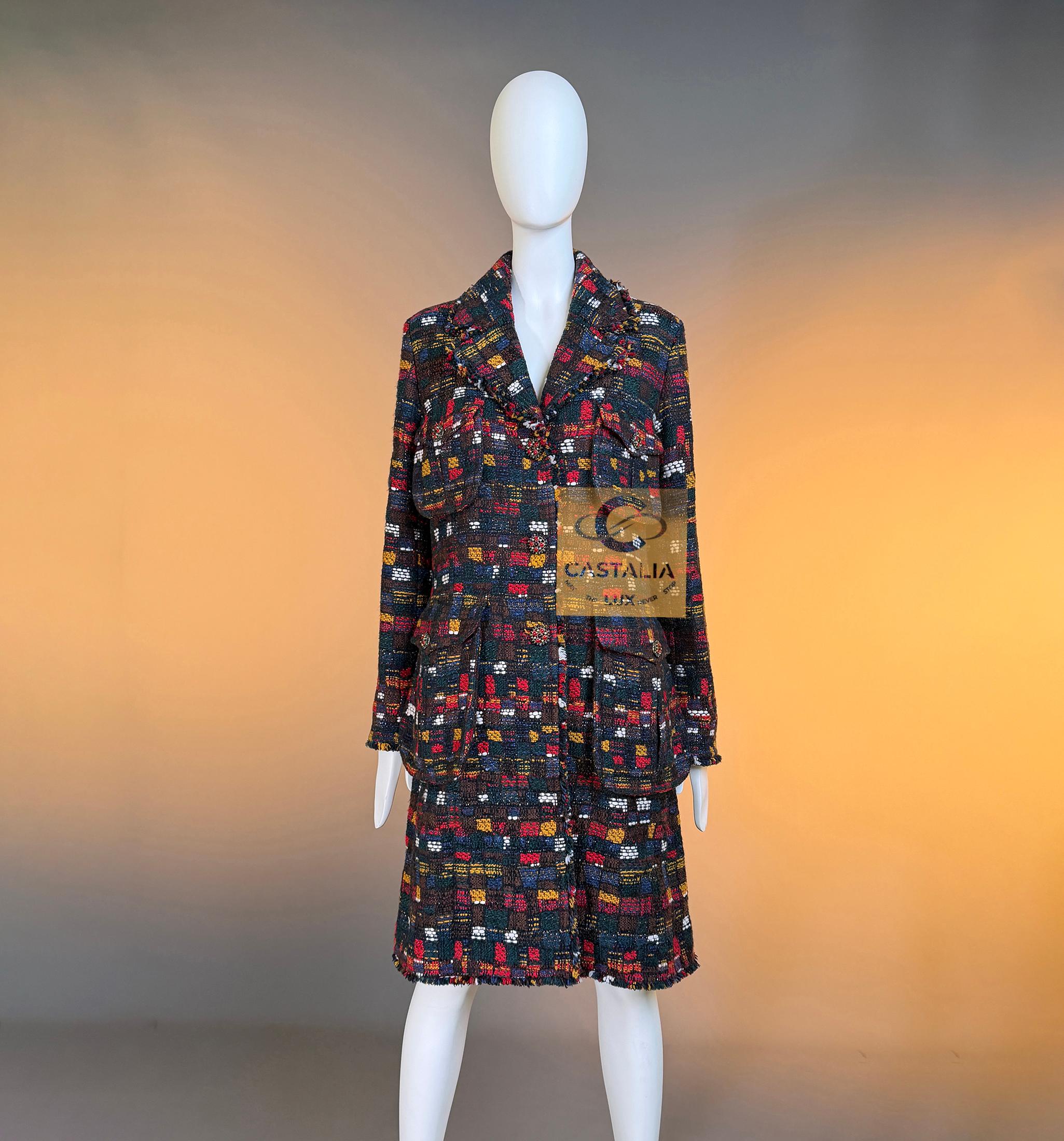 Chanel 13K$ Parigi / Edimburgo CC Gripoix Bottoni Cappotto in Tweed 42 FR in vendita 1