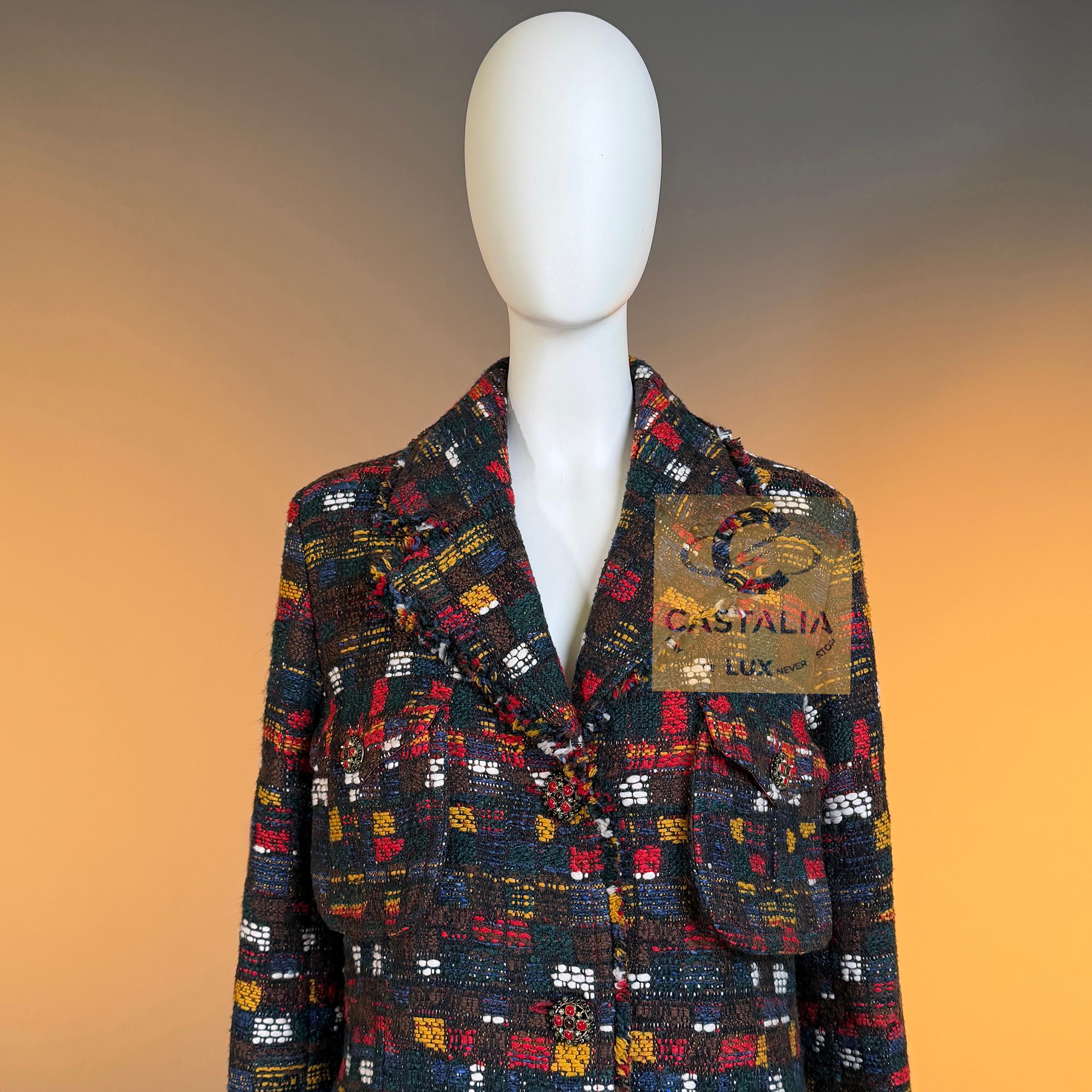 Chanel 13K$ Parigi / Edimburgo CC Gripoix Bottoni Cappotto in Tweed 42 FR in vendita 2