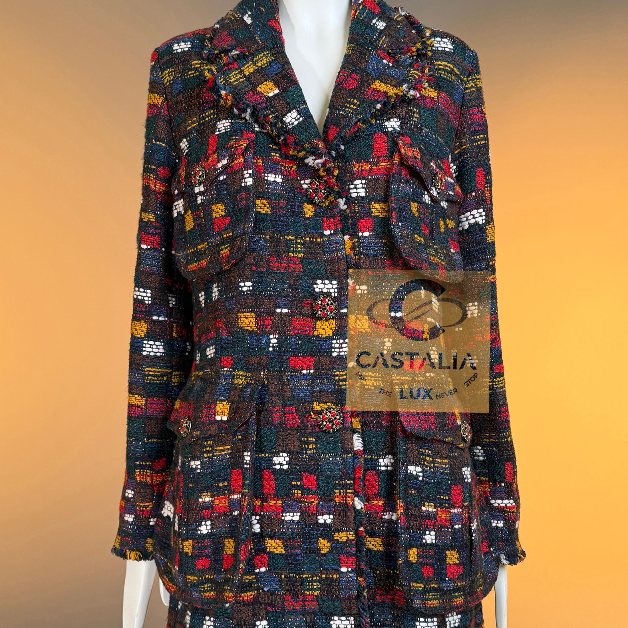 Chanel 13K$ Parigi / Edimburgo CC Gripoix Bottoni Cappotto in Tweed 42 FR in vendita 4